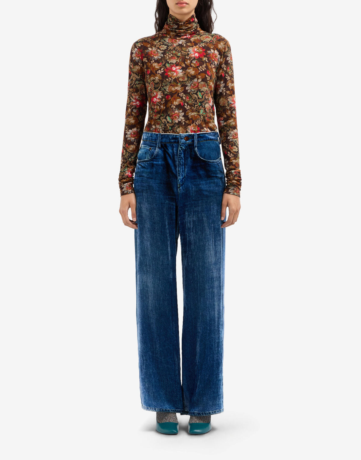PIERRE-LOUIS MASCIA Pantaloni in Velluto Viscosa e Seta Blu