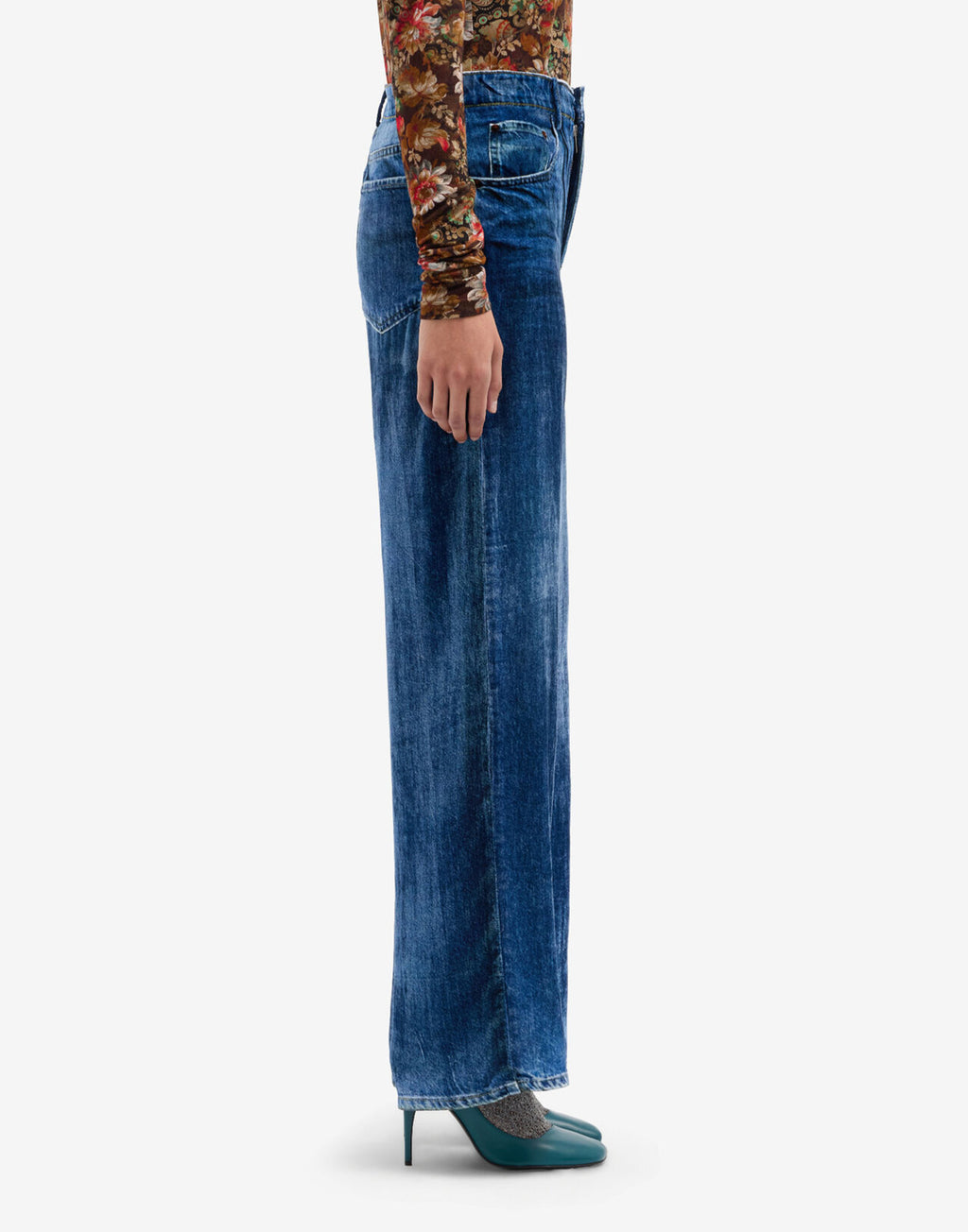 PIERRE-LOUIS MASCIA Pantaloni in Velluto Viscosa e Seta Blu