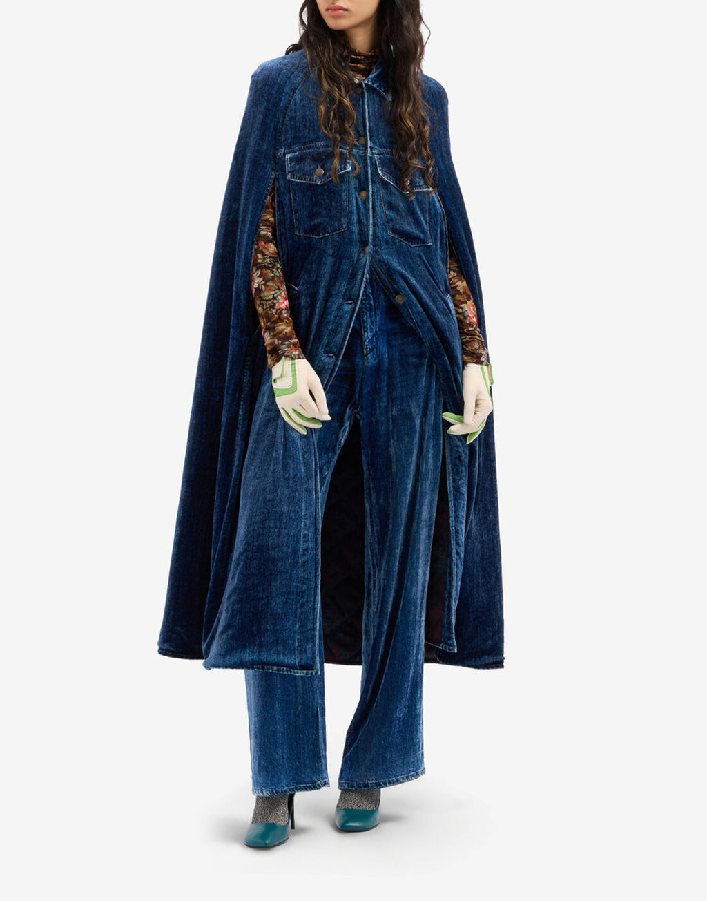 PIERRE-LOUIS MASCIA Pantaloni in Velluto Viscosa e Seta Blu