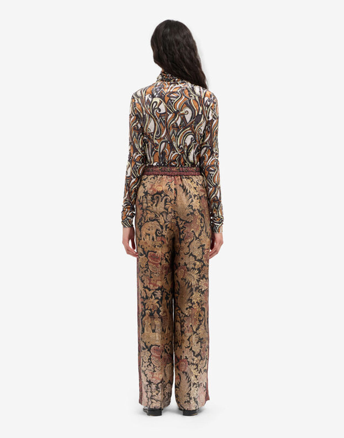 PIERRE-LOUIS MASCIA Pantalon en soie imprimé tapisserie