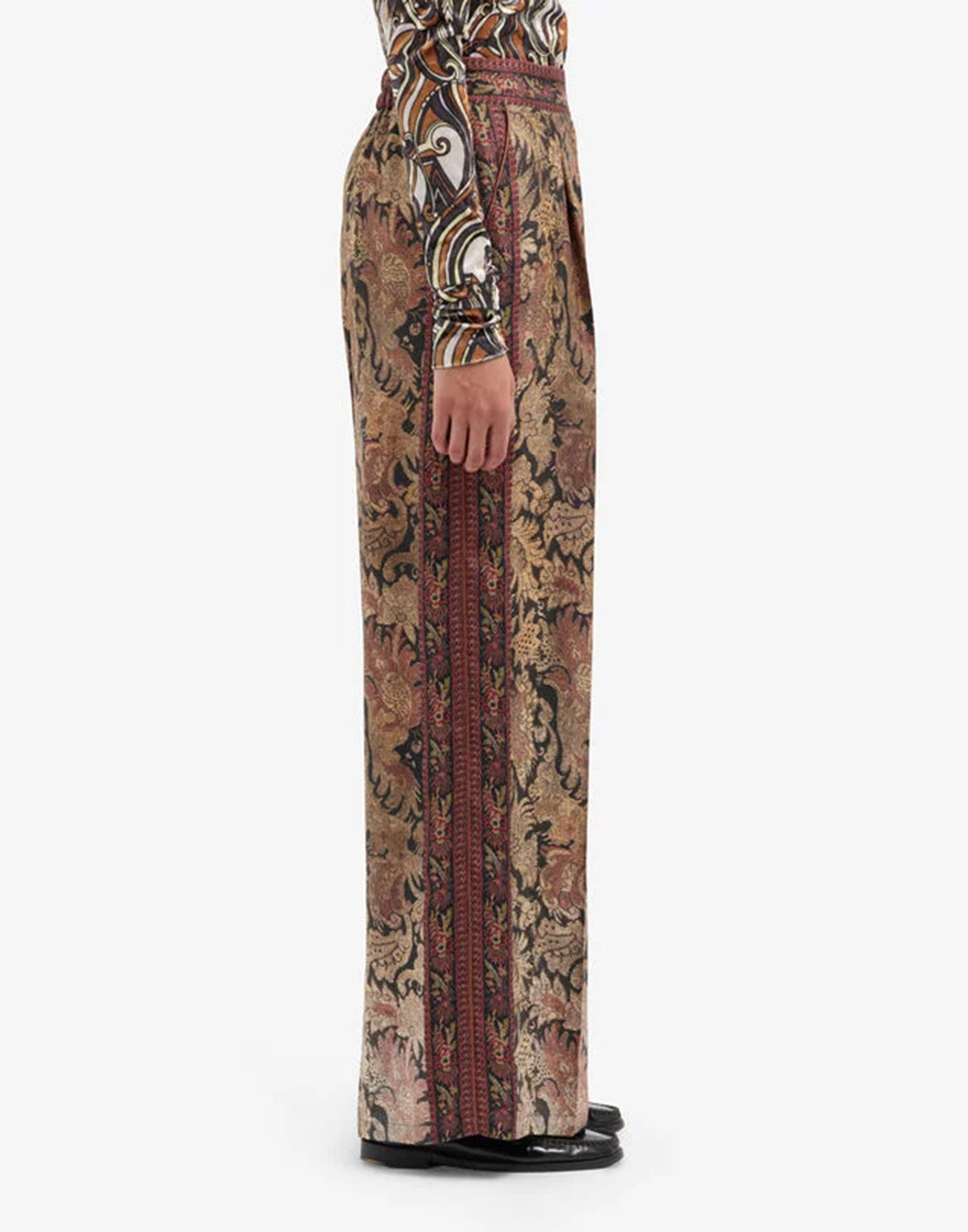 PIERRE-LOUIS MASCIA Pantalon en soie imprimé tapisserie