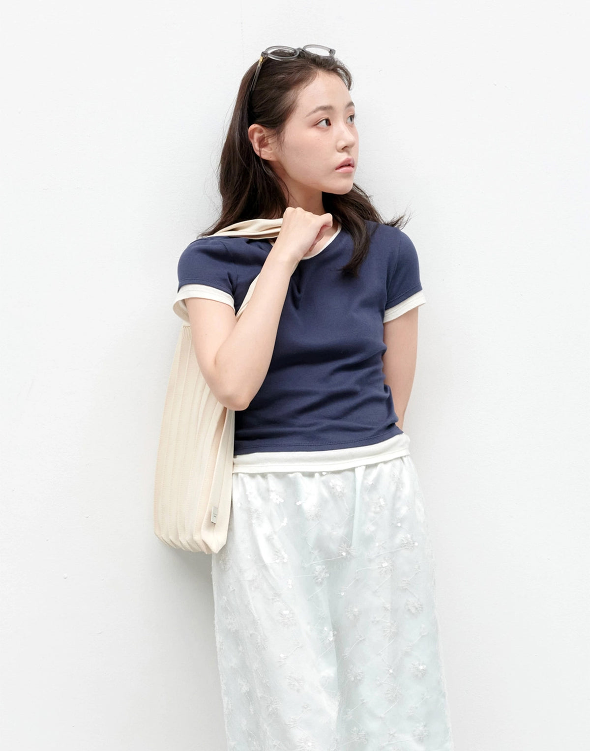 PLEATSMAMA Borsa New Shoulder Bag Plissè Ivory