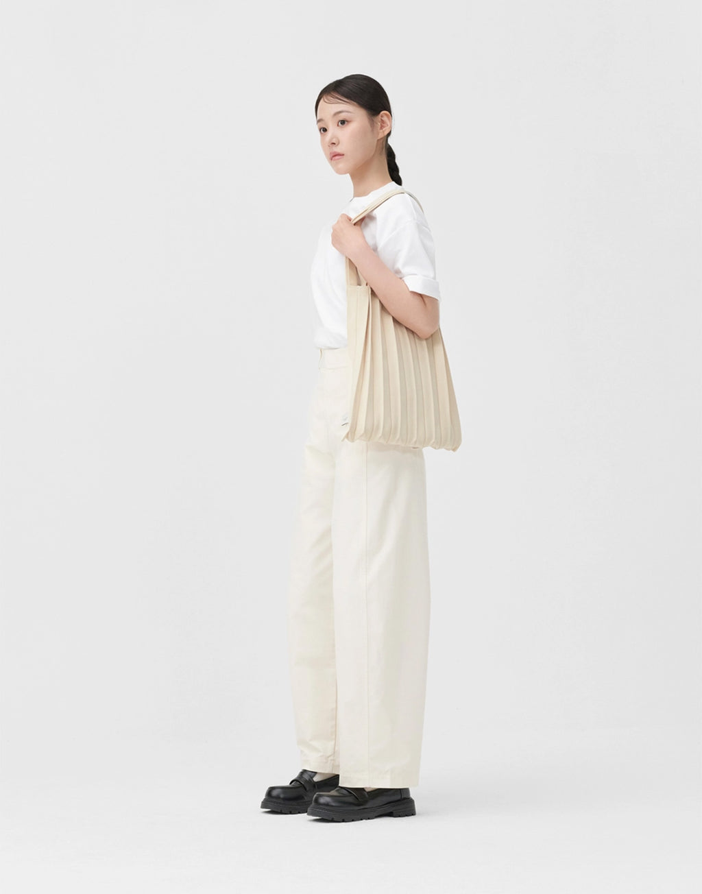 PLEATSMAMA Borsa New Shoulder Bag Plissè Ivory