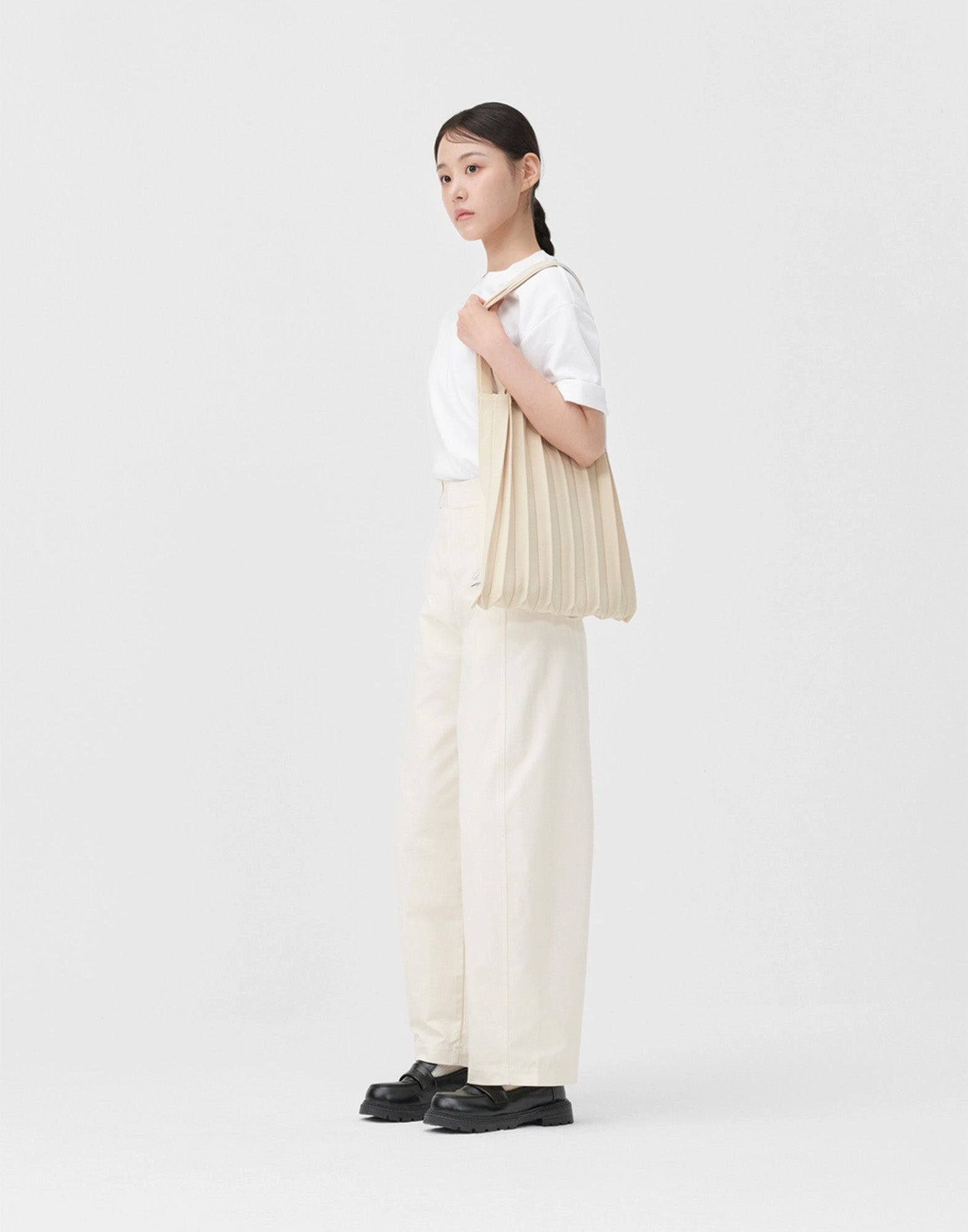 PLEATSMAMA Borsa New Shoulder Bag Plissè Ivory
