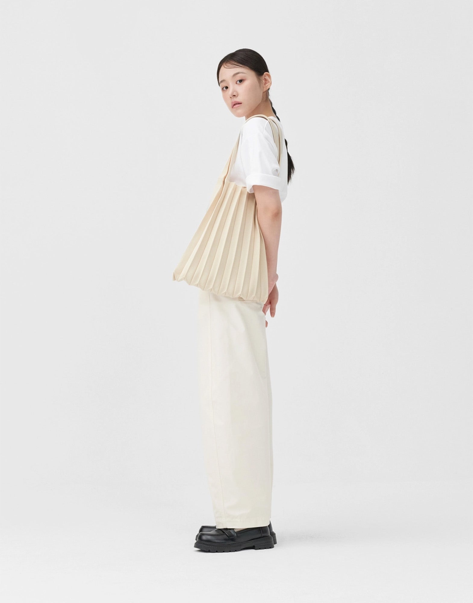 PLEATSMAMA Borsa New Shoulder Bag Plissè Ivory