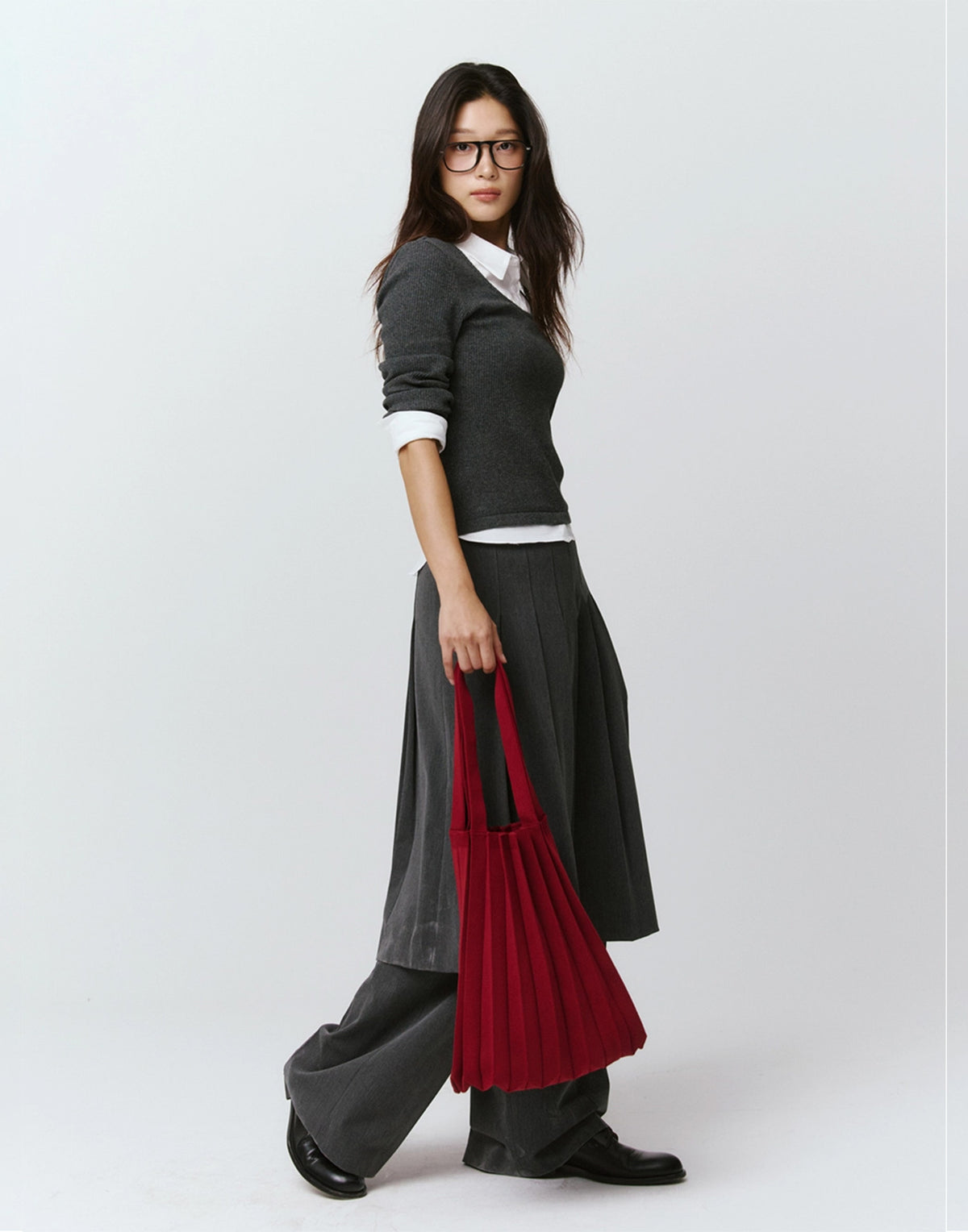 PLEATSMAMA Borsa New Shoulder Bag Plissè Burgundy