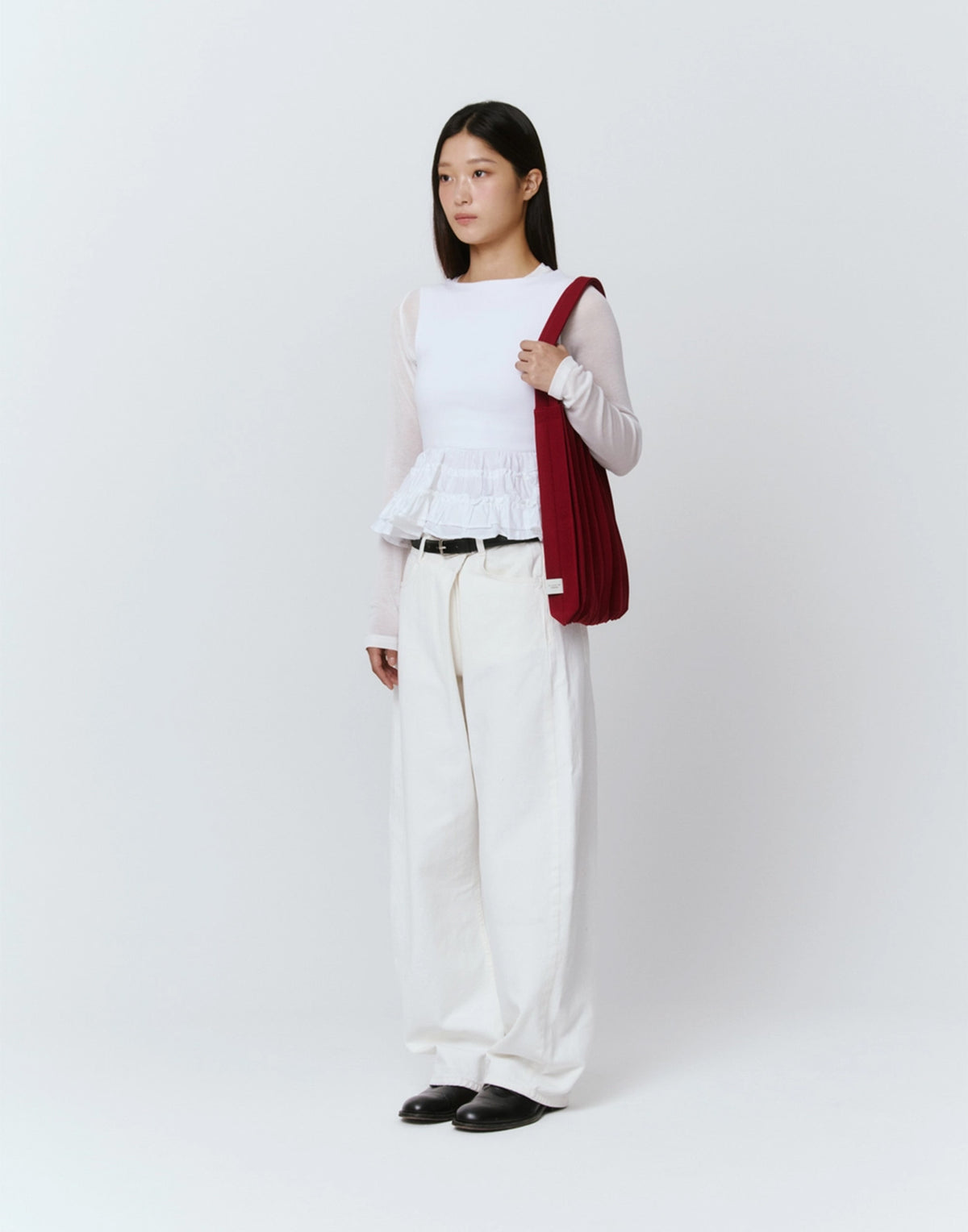 PLEATSMAMA Borsa New Shoulder Bag Plissè Burgundy