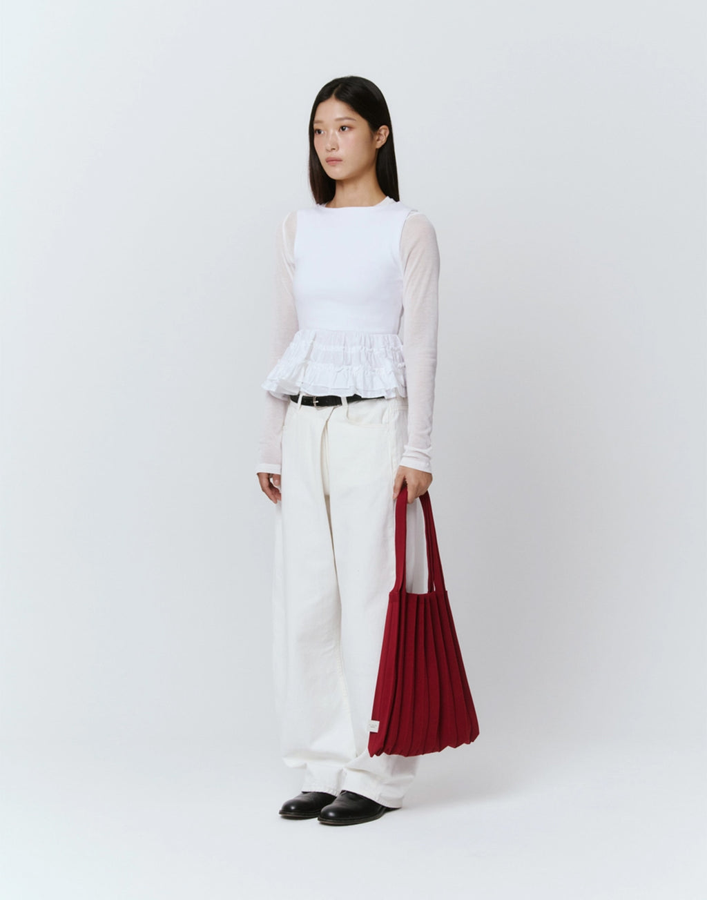 PLEATSMAMA Borsa New Shoulder Bag Plissè Burgundy