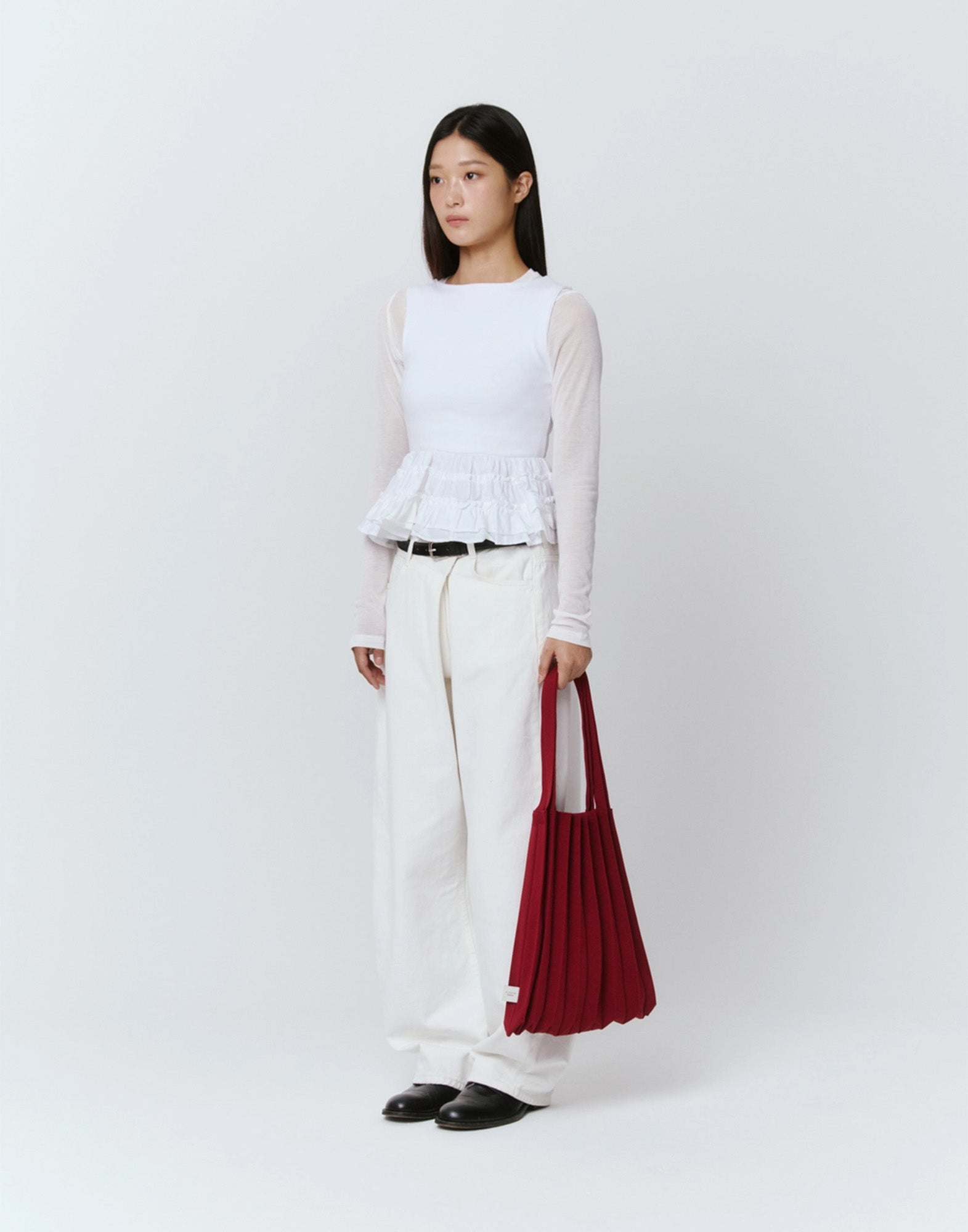 PLEATSMAMA Borsa New Shoulder Bag Plissè Burgundy