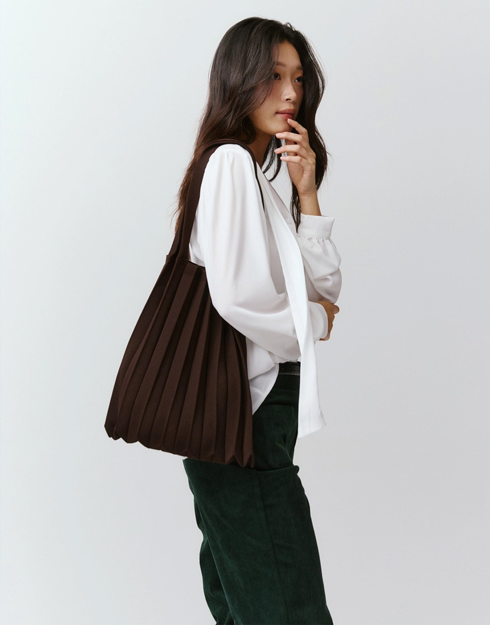 PLEATSMAMA Borsa New Shoulder Bag Plissè Deep Brown