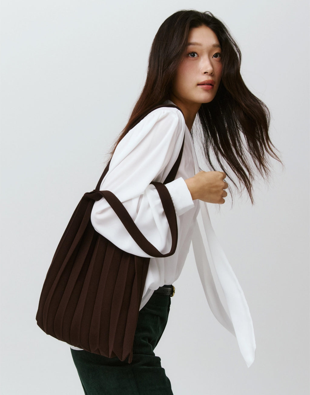 PLEATSMAMA Borsa New Shoulder Bag Plissè Deep Brown