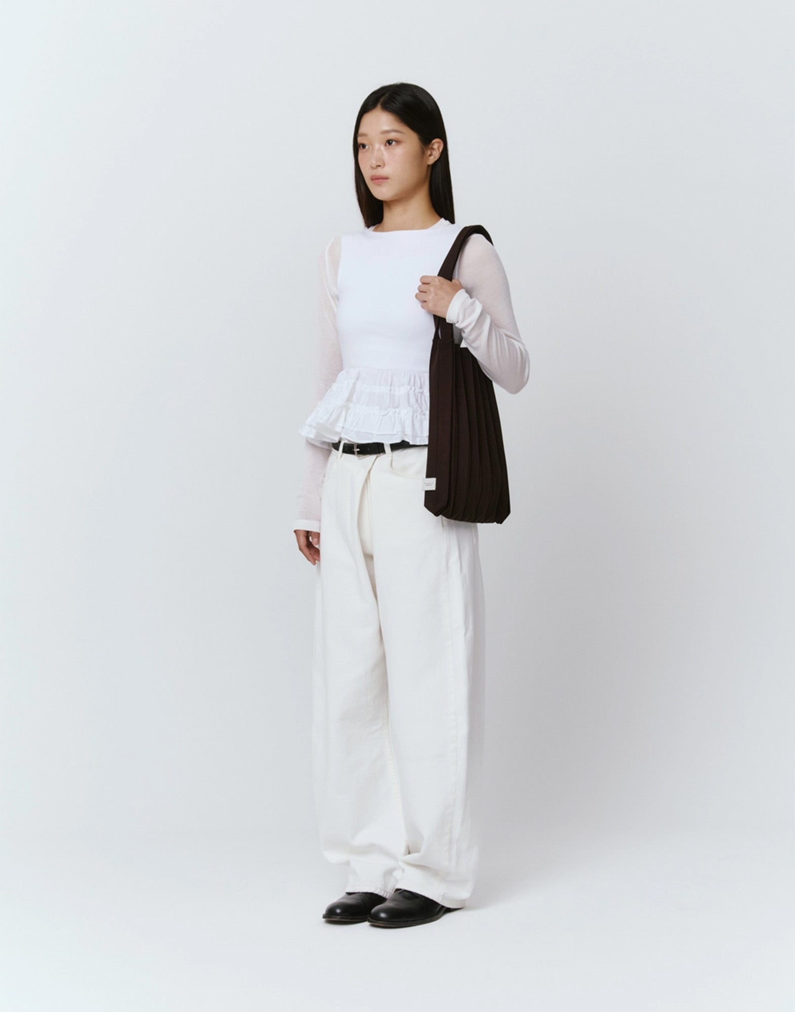 PLEATSMAMA Borsa New Shoulder Bag Plissè Deep Brown
