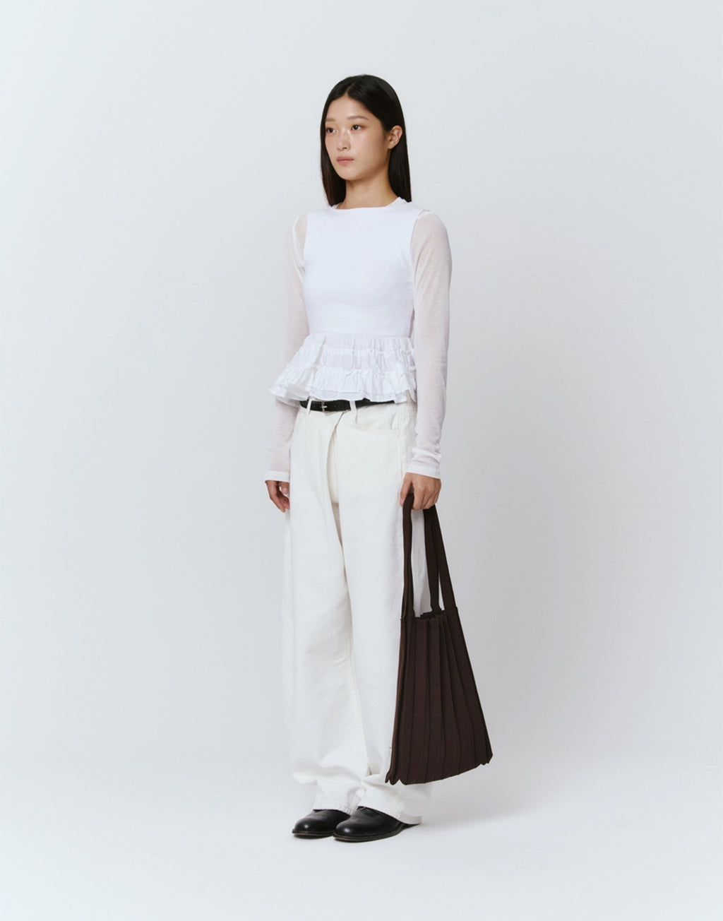 PLEATSMAMA Borsa New Shoulder Bag Plissè Deep Brown