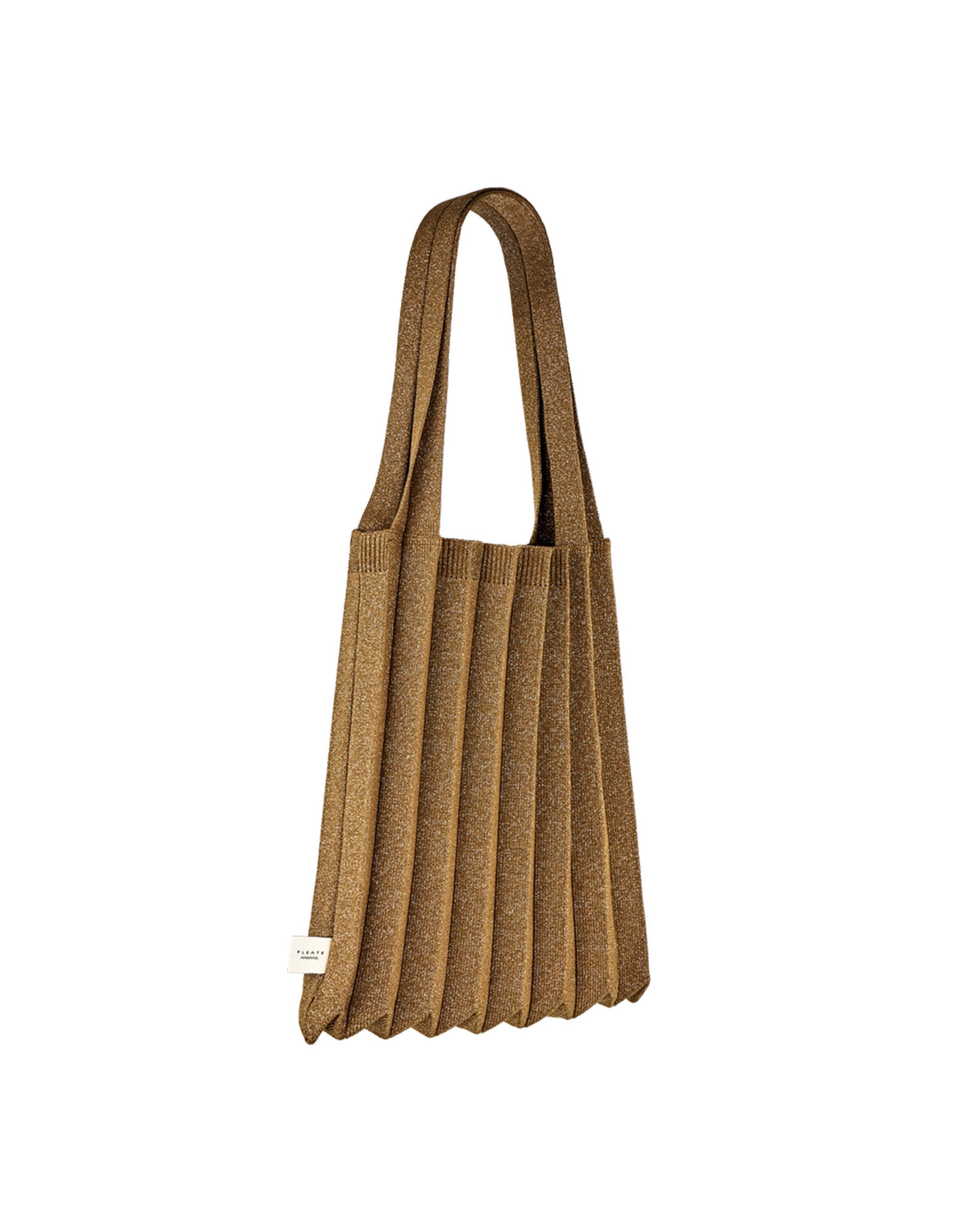 PLEATSMAMA Borsa New Shoulder Bag Plissè Glitter Camel