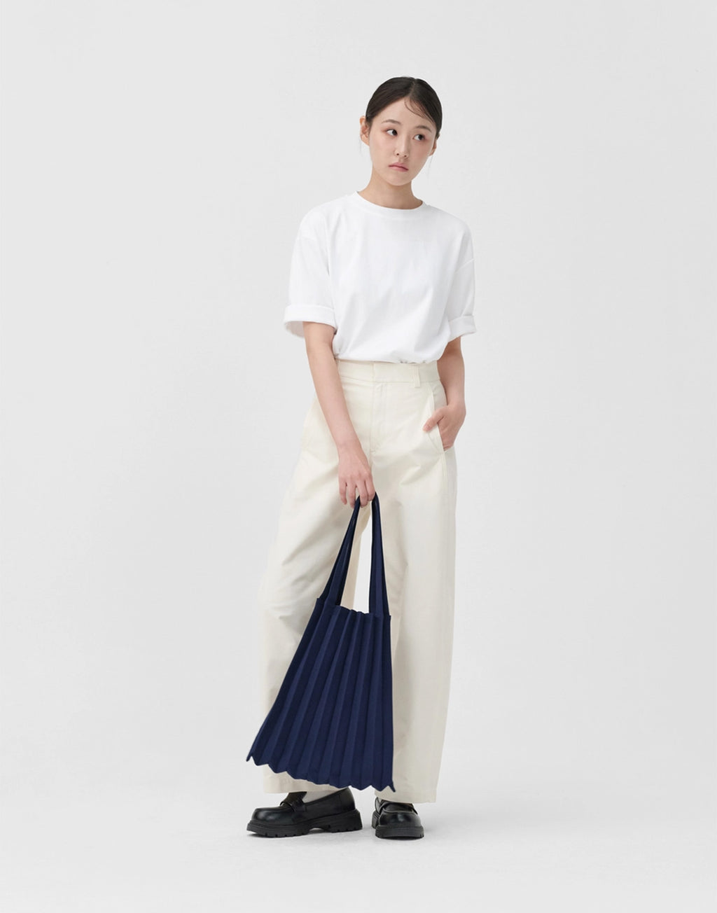 PLEATSMAMA Borsa New Shoulder Bag Plissè Navy