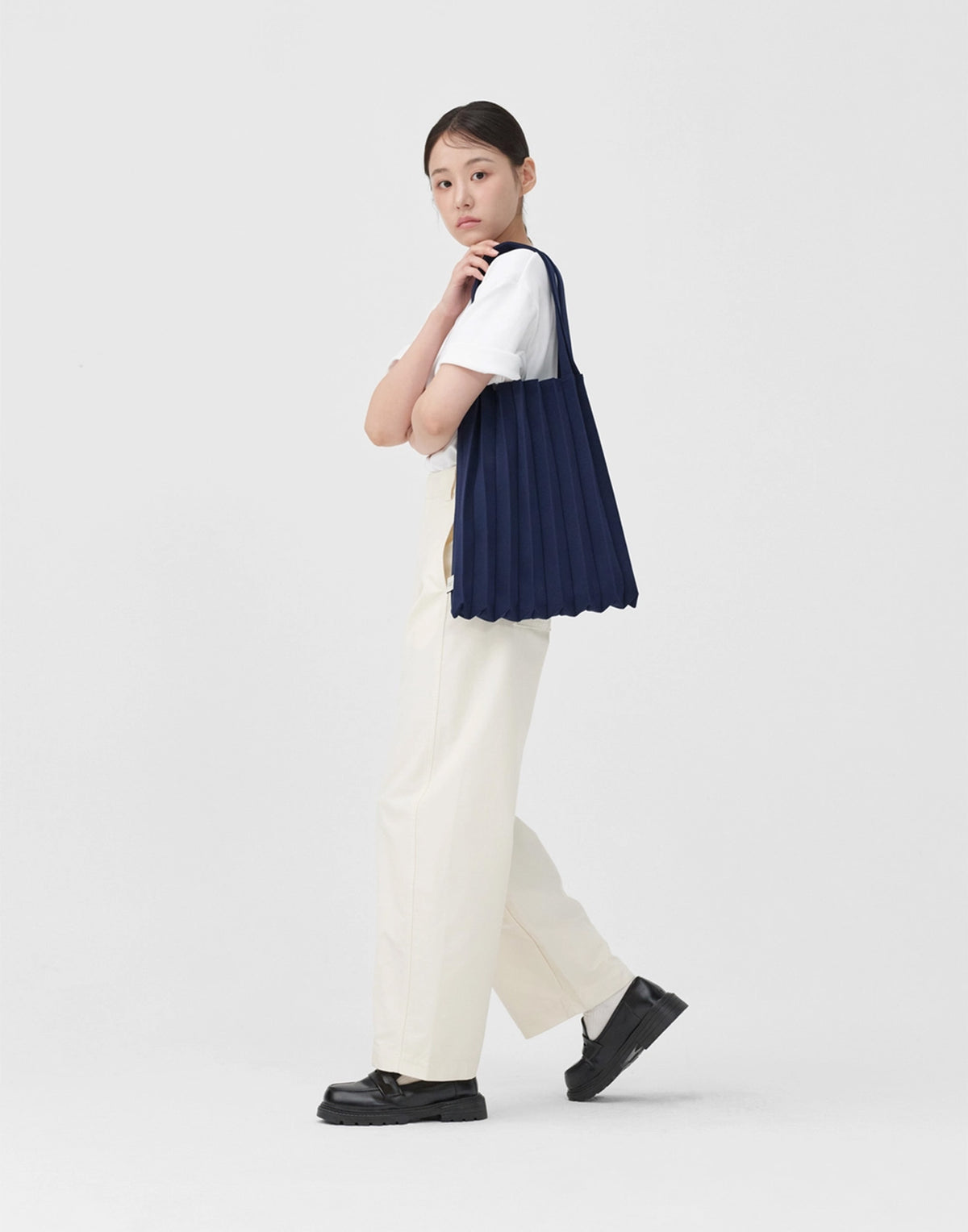 PLEATSMAMA Borsa New Shoulder Bag Plissè Navy