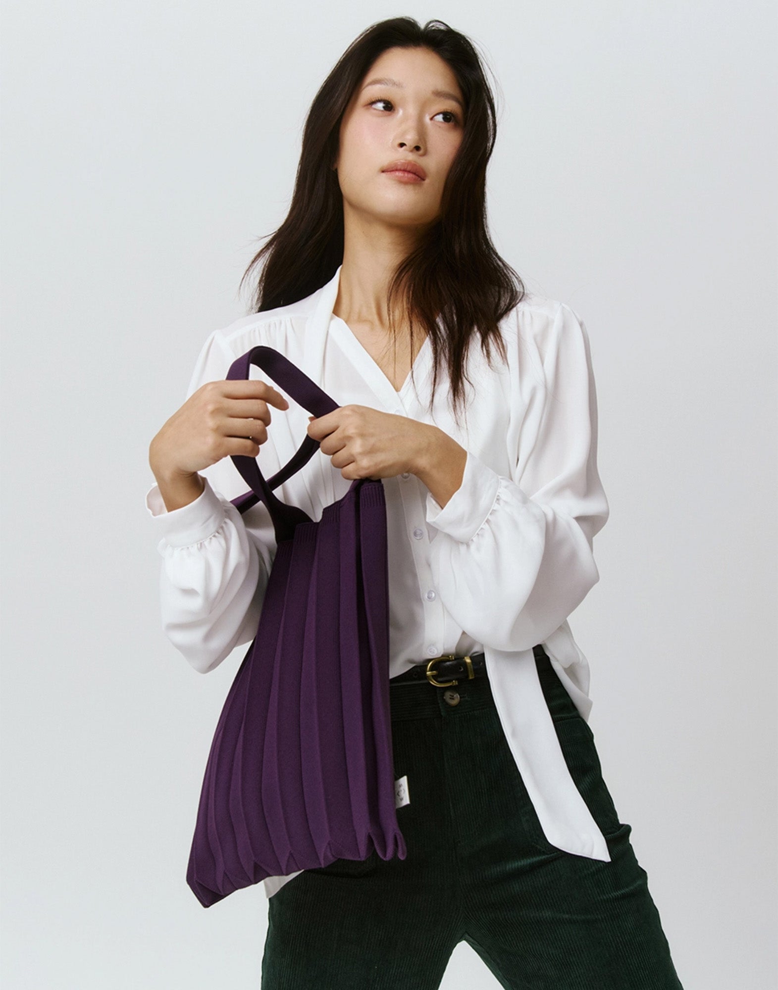 PLEATSMAMA Borsa New Shoulder Bag Plissè Deep Purple
