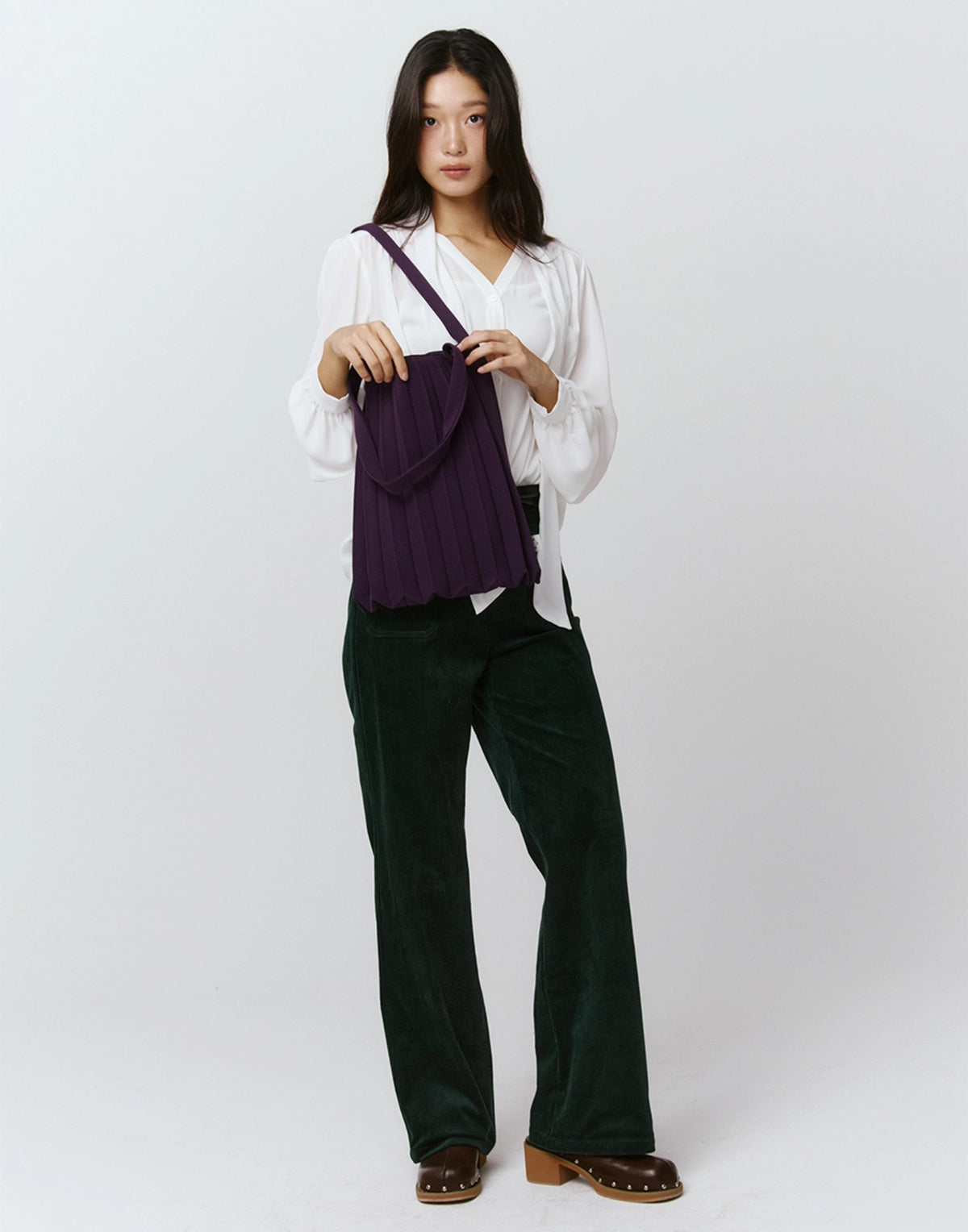 PLEATSMAMA Borsa New Shoulder Bag Plissè Deep Purple