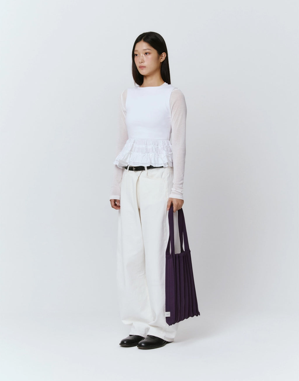 PLEATSMAMA Borsa New Shoulder Bag Plissè Deep Purple