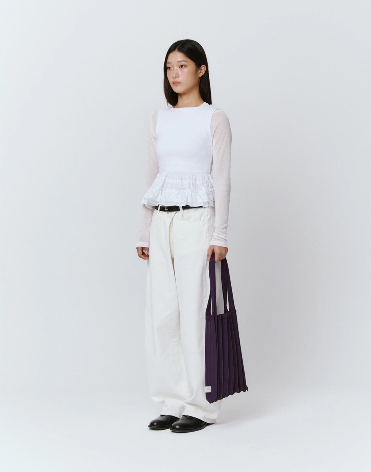 PLEATSMAMA Borsa New Shoulder Bag Plissè Deep Purple