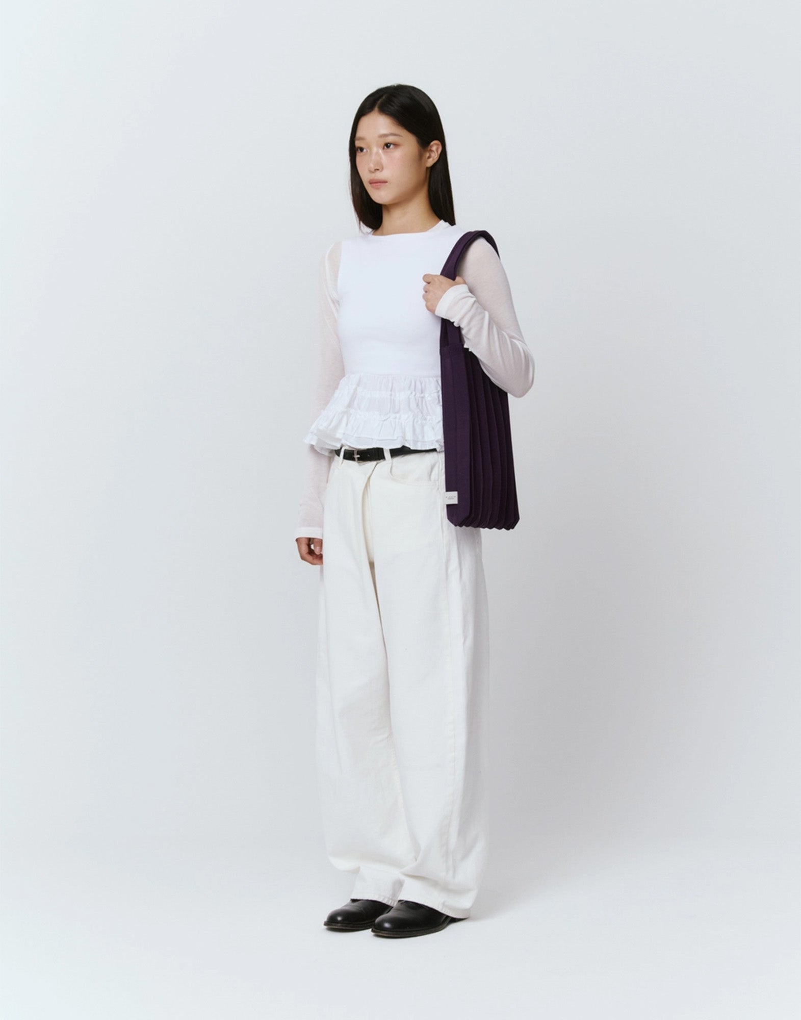 PLEATSMAMA Borsa New Shoulder Bag Plissè Deep Purple