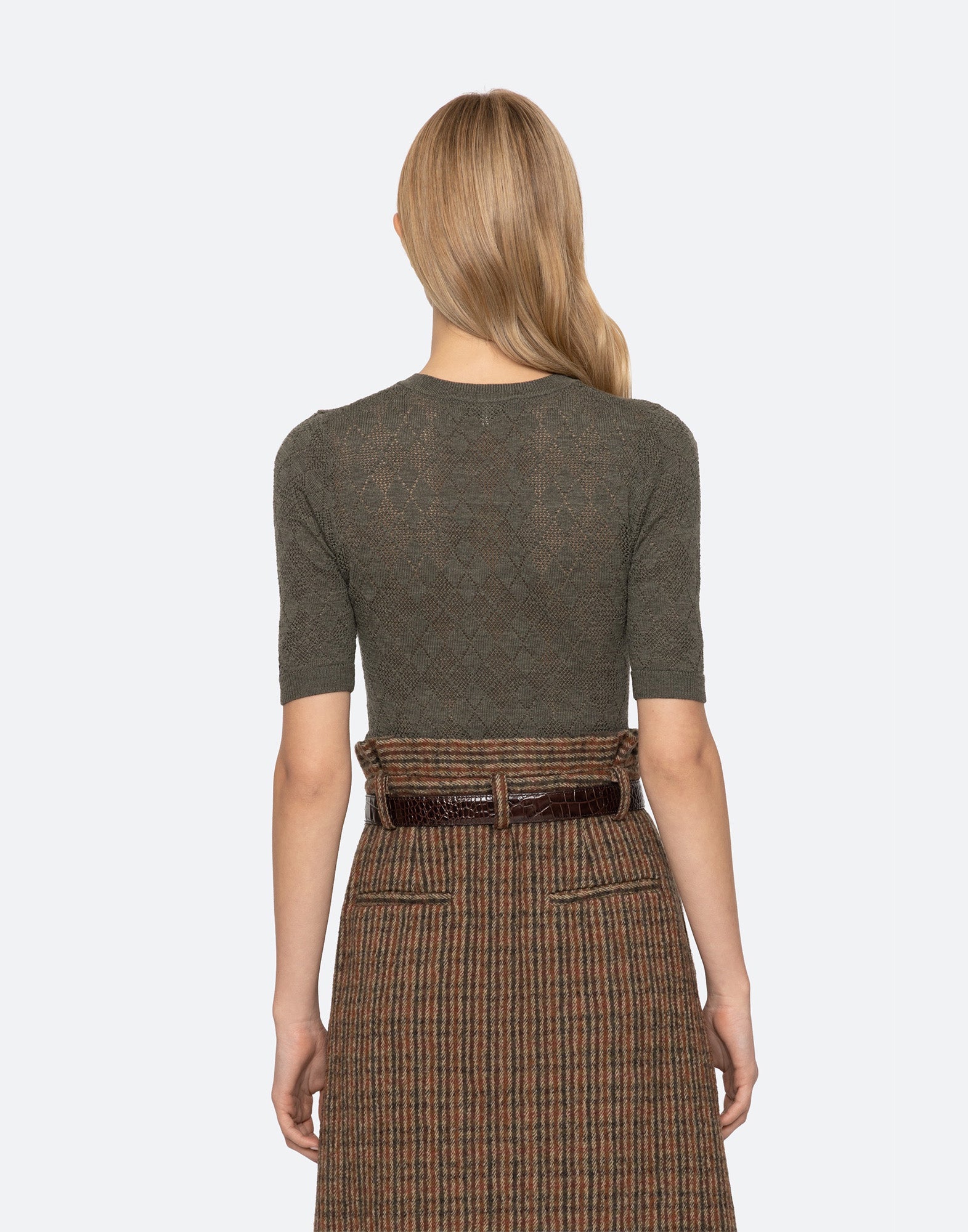 SEA NY Maglia Argyle in Lana Merino Salvia