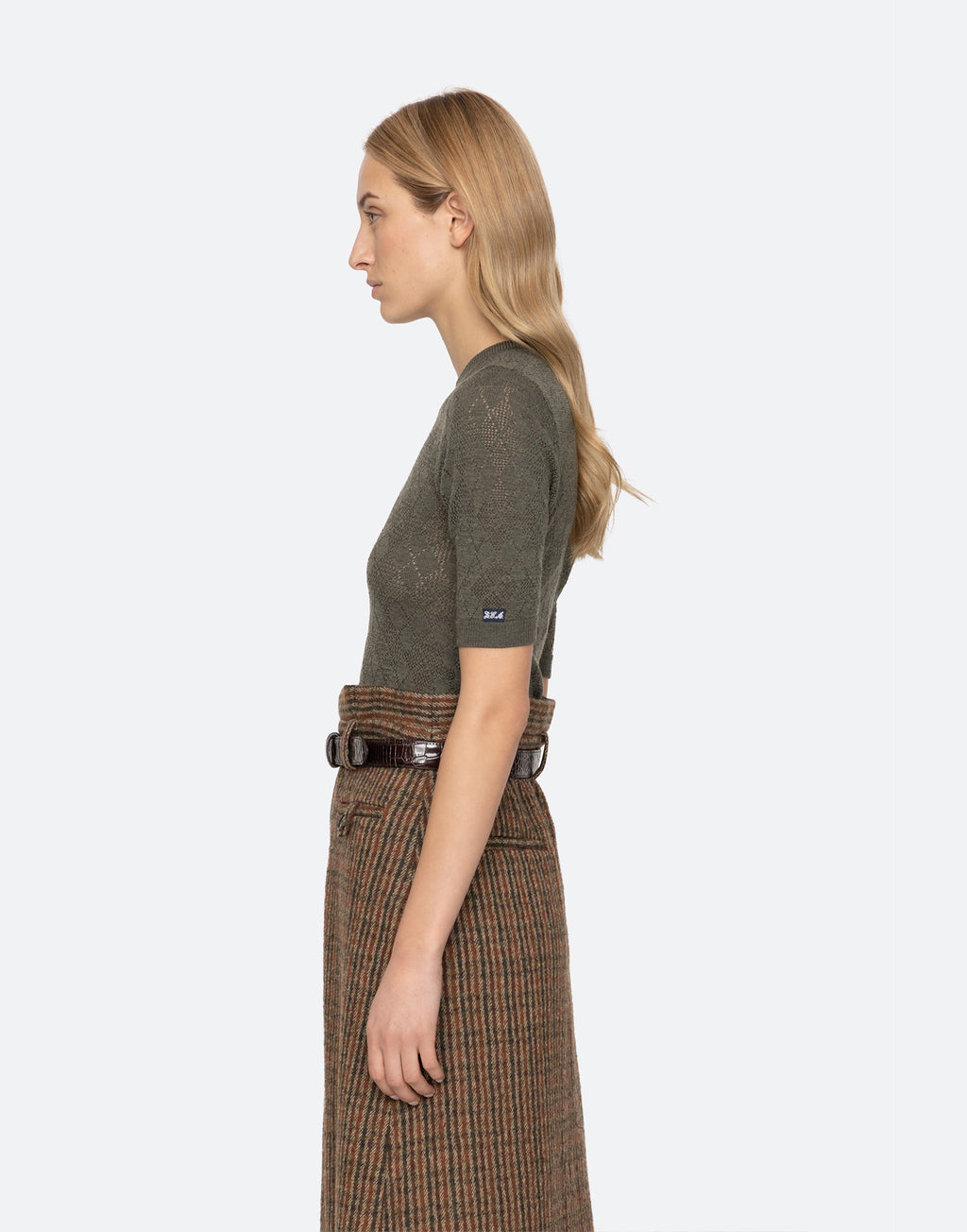 SEA NY Maglia Argyle in Lana Merino Salvia