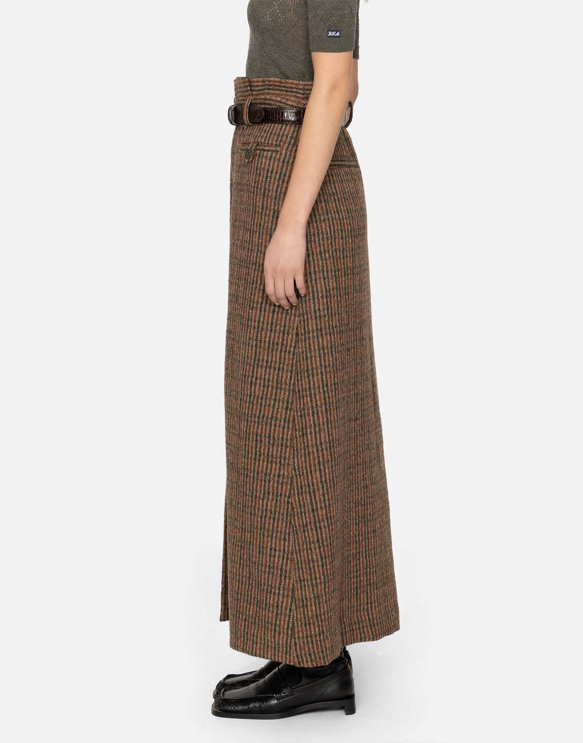 SEA NY Gonna Midi in Lana a Quadri con Cintura