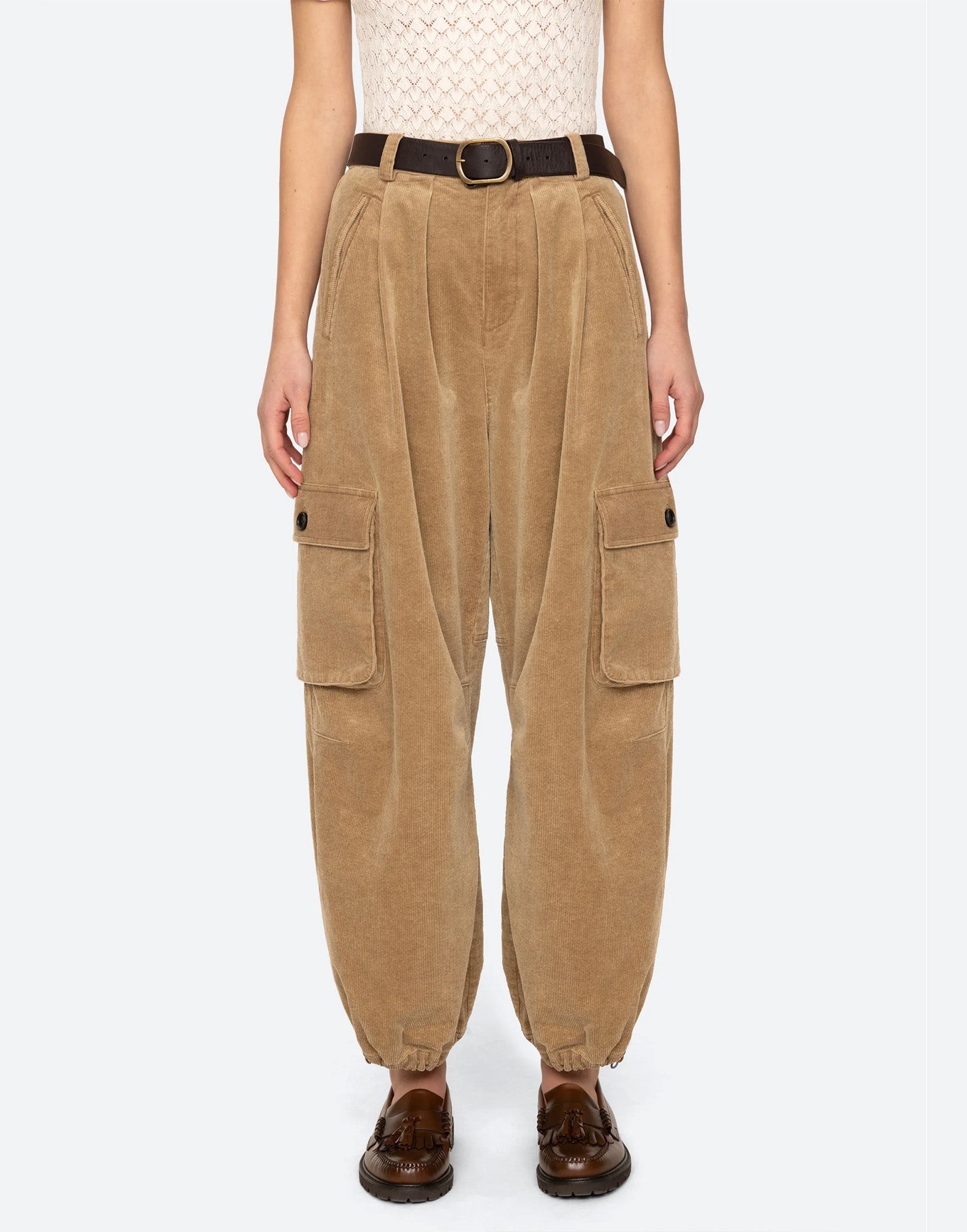 SEA NY Pantaloni in Velluto a Coste Khaki