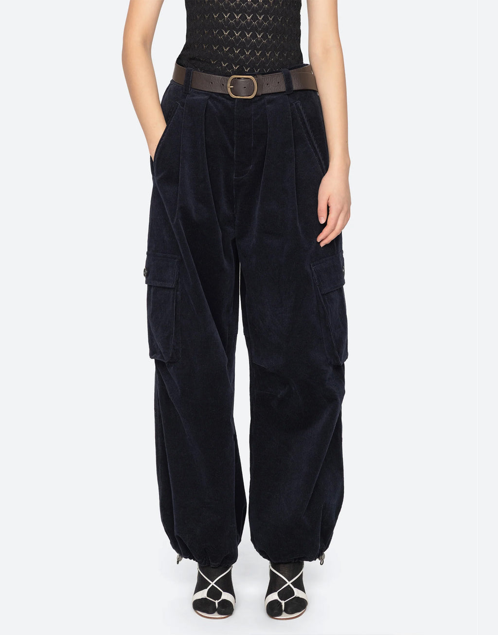 SEA NY Pantaloni in Velluto a Coste Navy