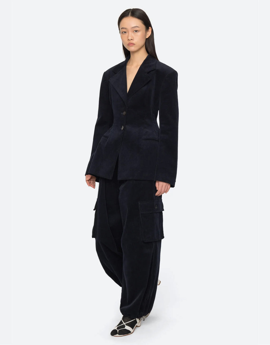 SEA NY Pantaloni in Velluto a Coste Navy