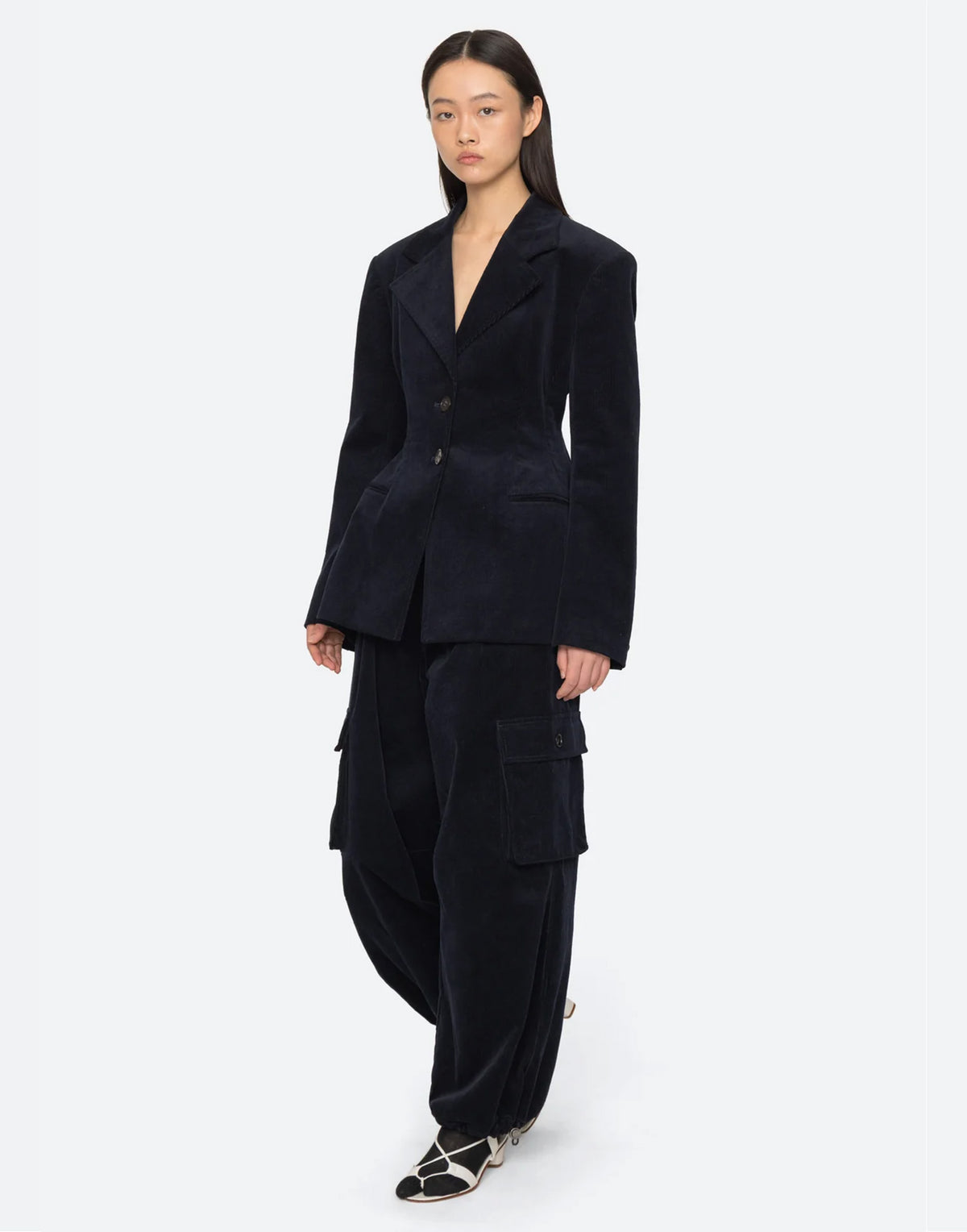 SEA NY Pantaloni in Velluto a Coste Navy