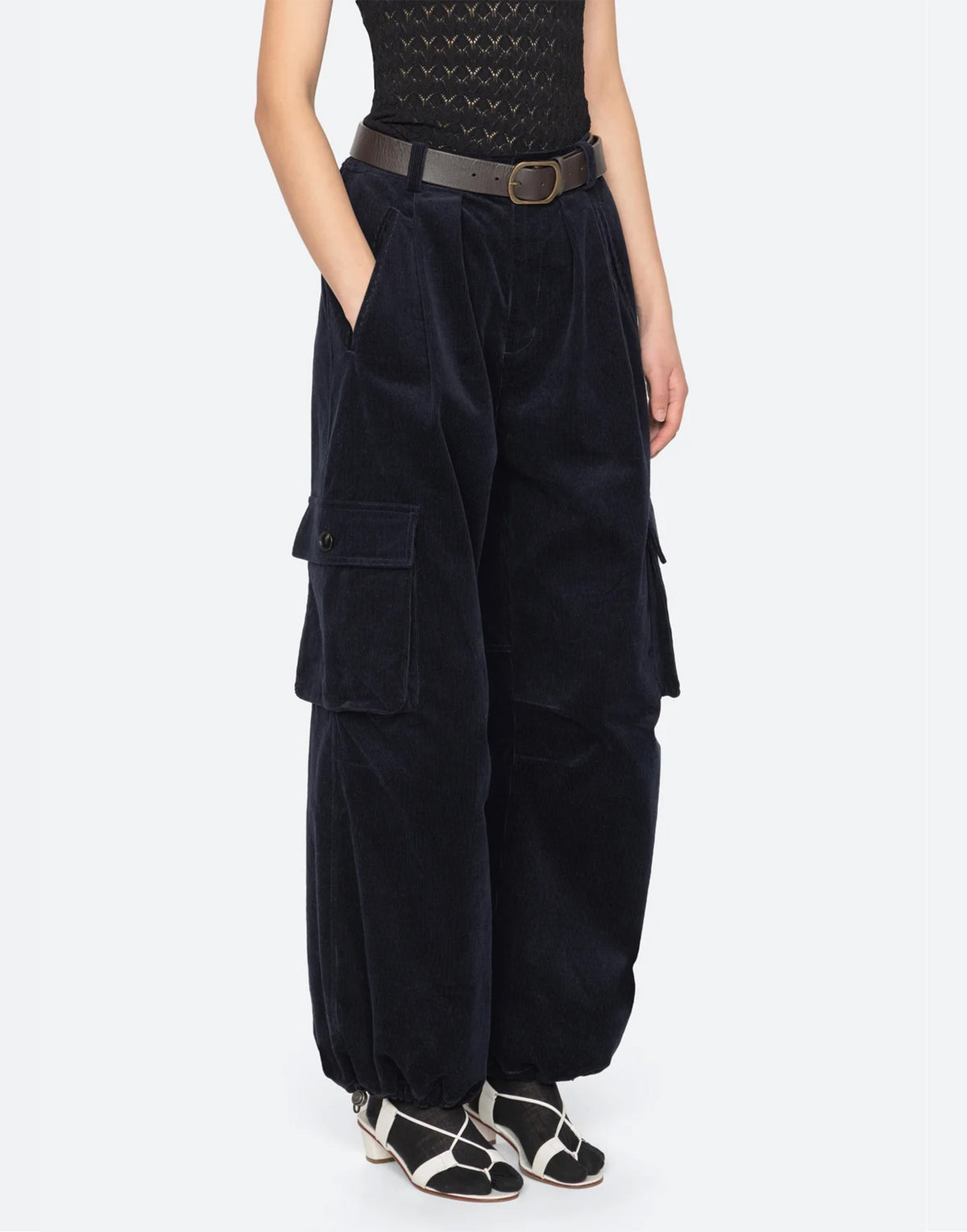 SEA NY Pantaloni in Velluto a Coste Navy