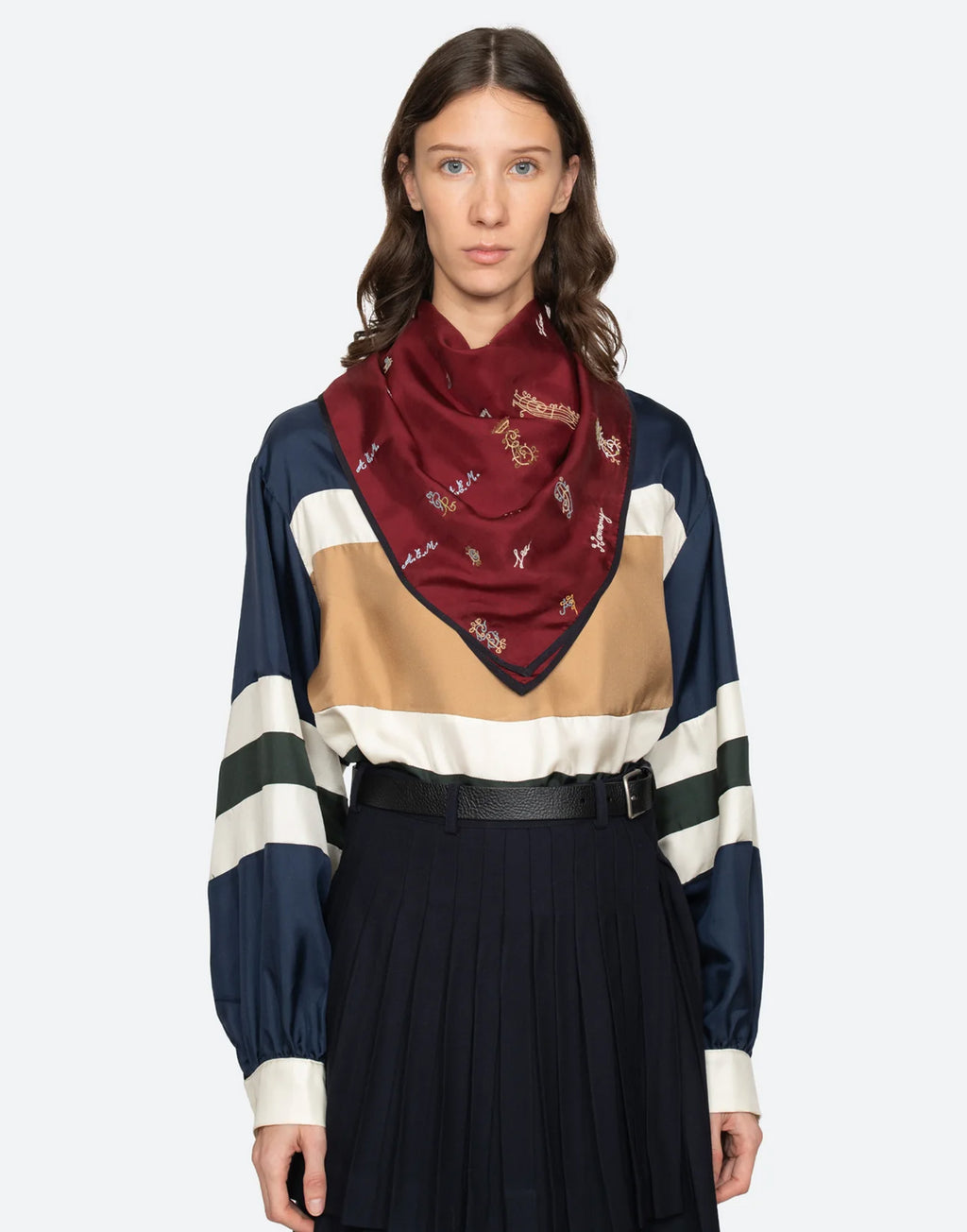 SEA NY Foulard Juliet Ricamato Bordeaux