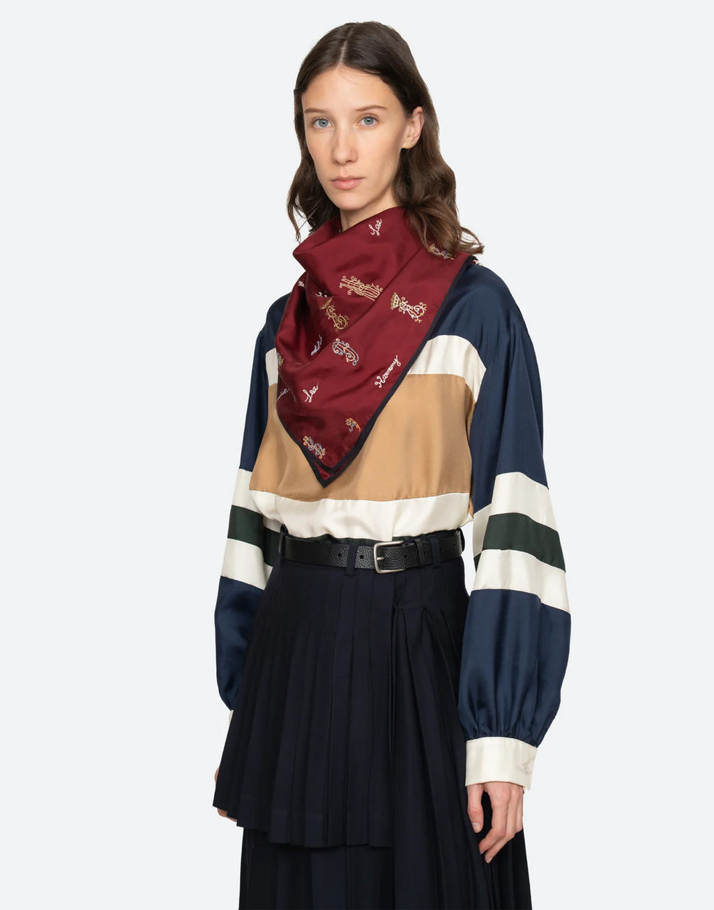 SEA NY Foulard Juliet Ricamato Bordeaux