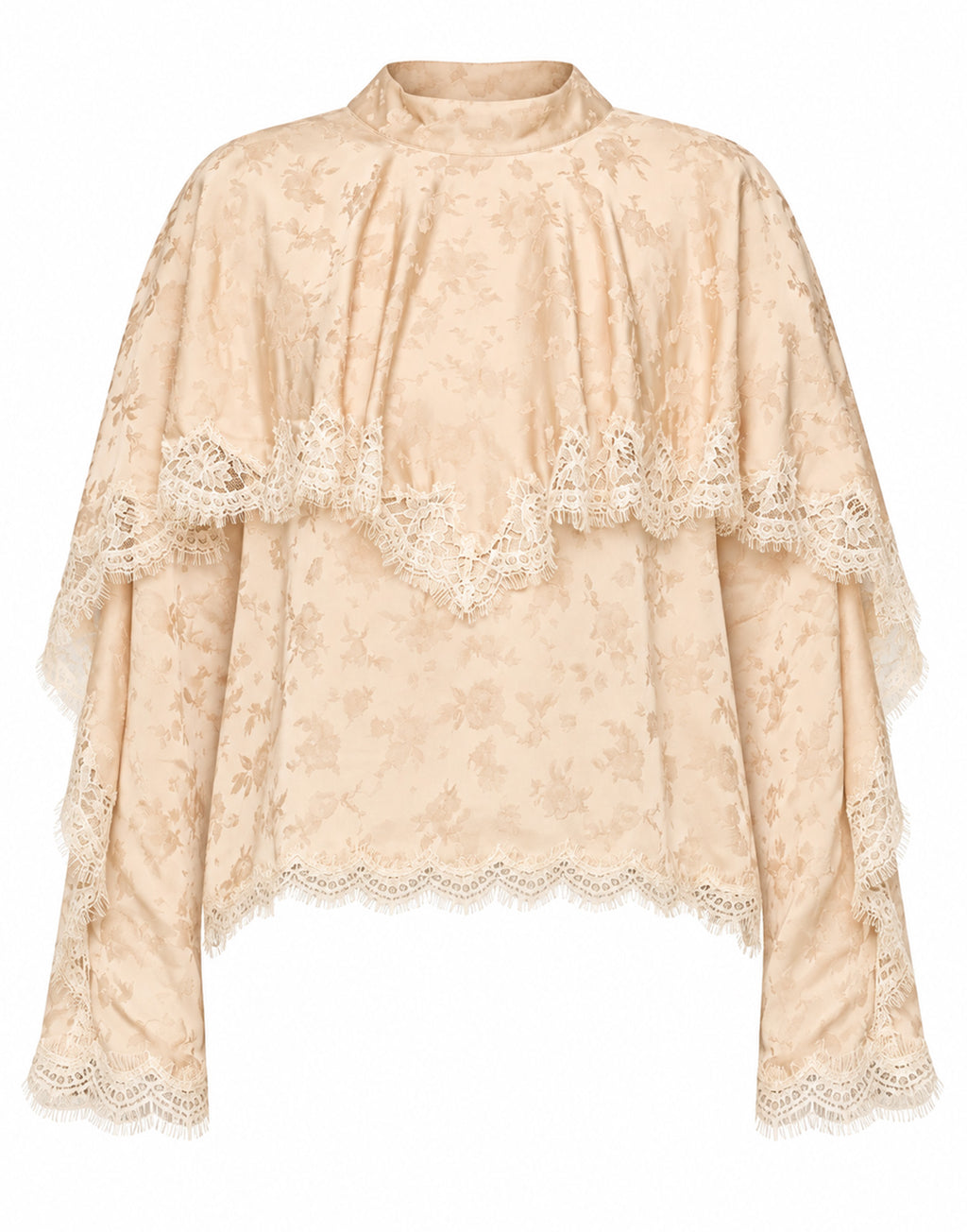 SEA NY Blusa in Viscosa con Pizzo Floreale Nude