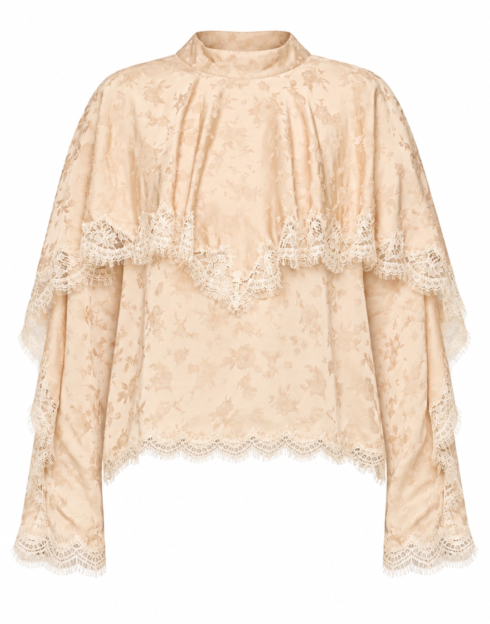 SEA NY Blusa in Viscosa con Pizzo Floreale Nude