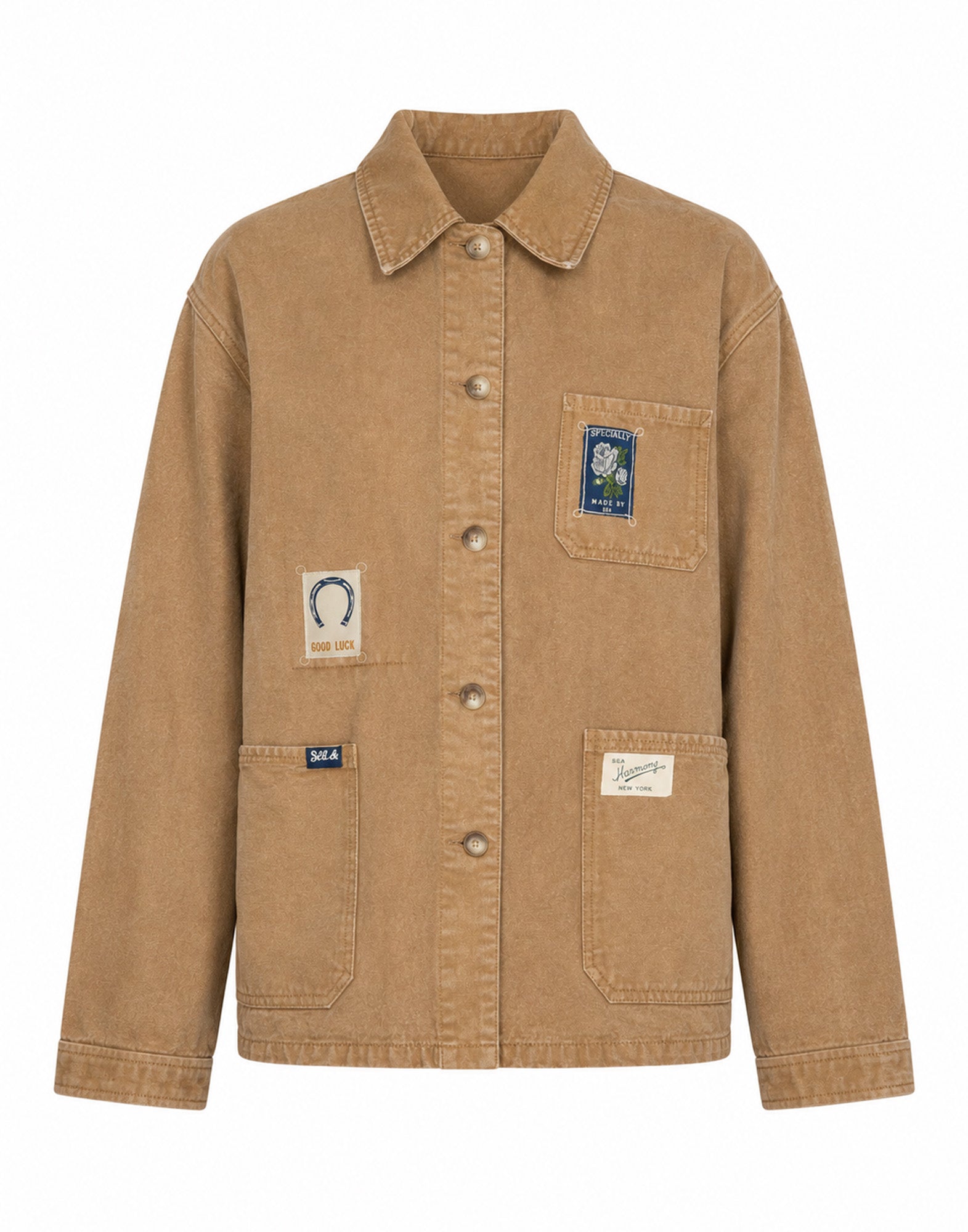 SEA NY Giacca Workwear con Patch Camel
