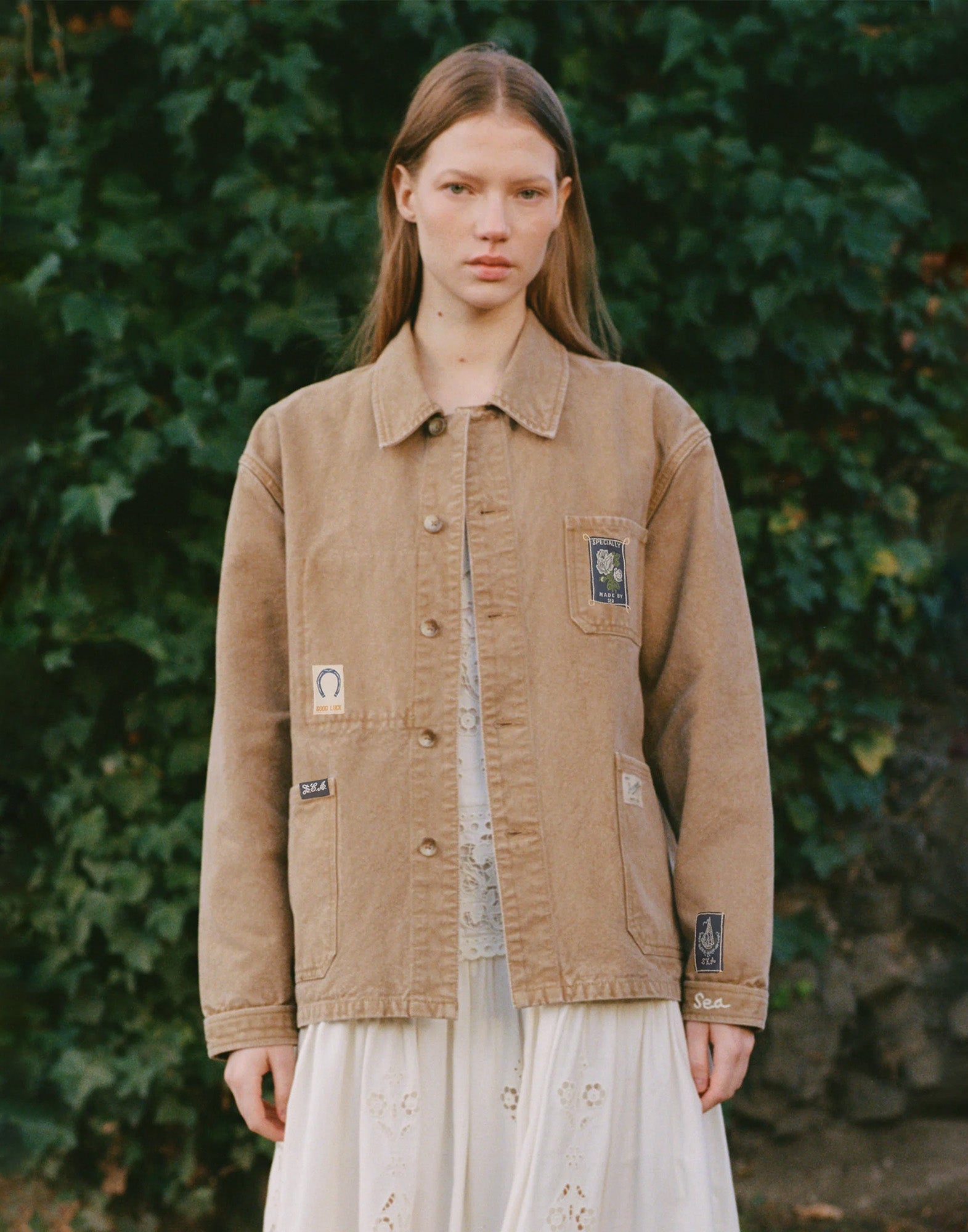 SEA NY Giacca Workwear con Patch Camel