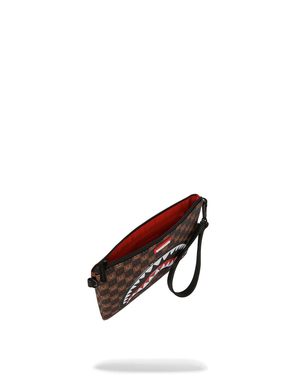 SPRAYGROUND Pochette SHARKS IN PARIS WTF BUBBLE BROWN CHECK CROSSOVER CLUTCH