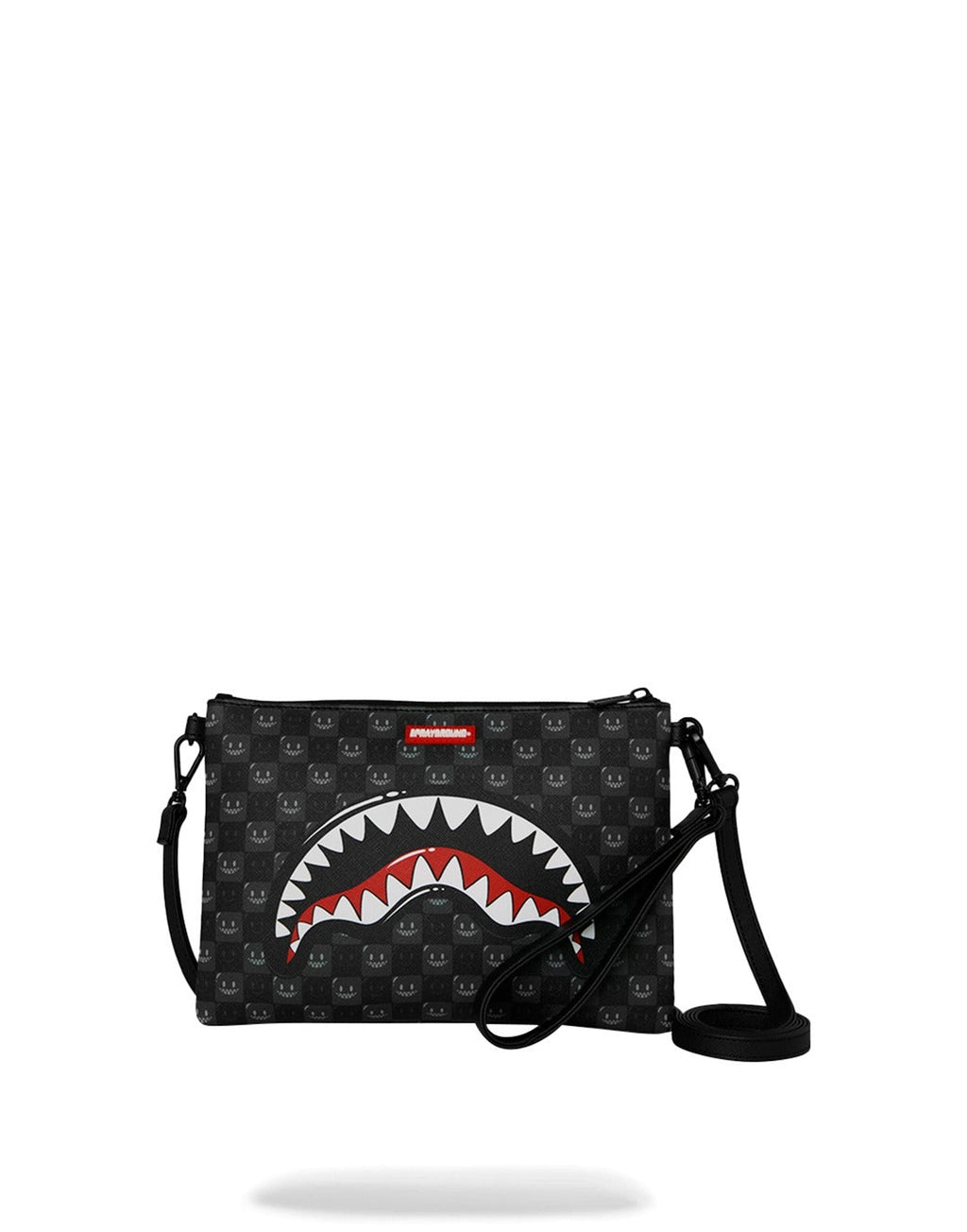 SPRAYGROUND Pochette SHARKS IN PARIS WTF BUBBLY BLACK CHECK CROSSOVER CLUTCH