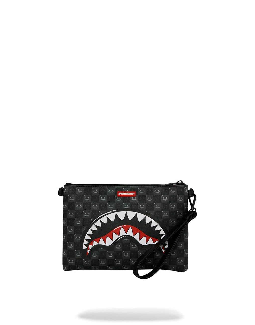 SPRAYGROUND Pochette SHARKS IN PARIS WTF BUBBLY BLACK CHECK CROSSOVER CLUTCH