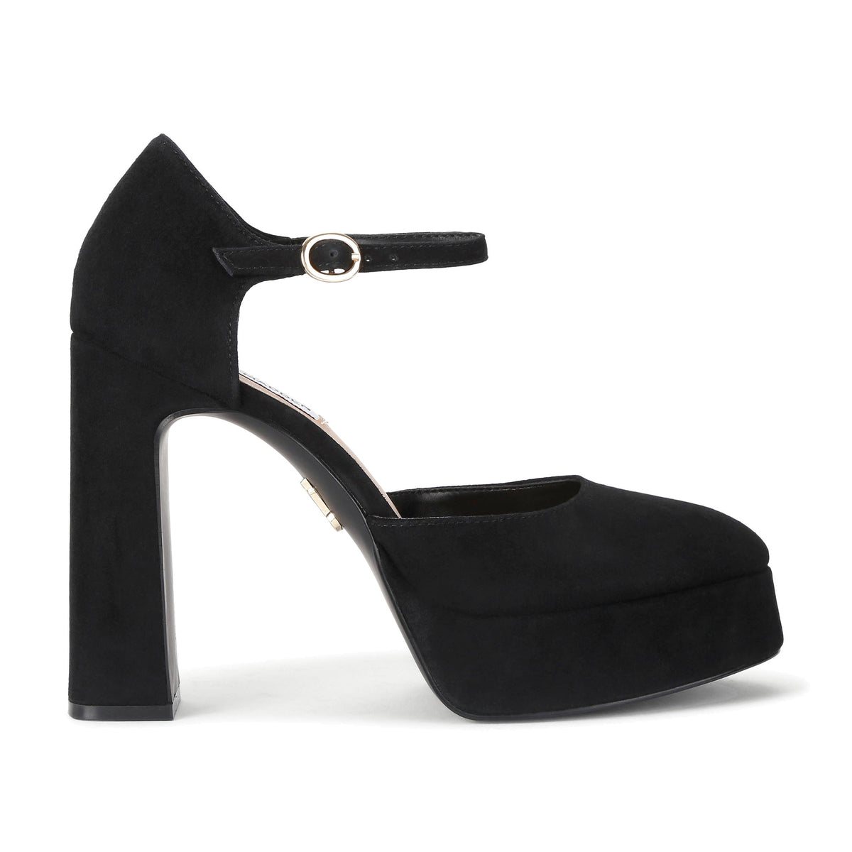 STEVE MADDEN Décolleté Lexie con Plateau e Cinturino Nero Suede