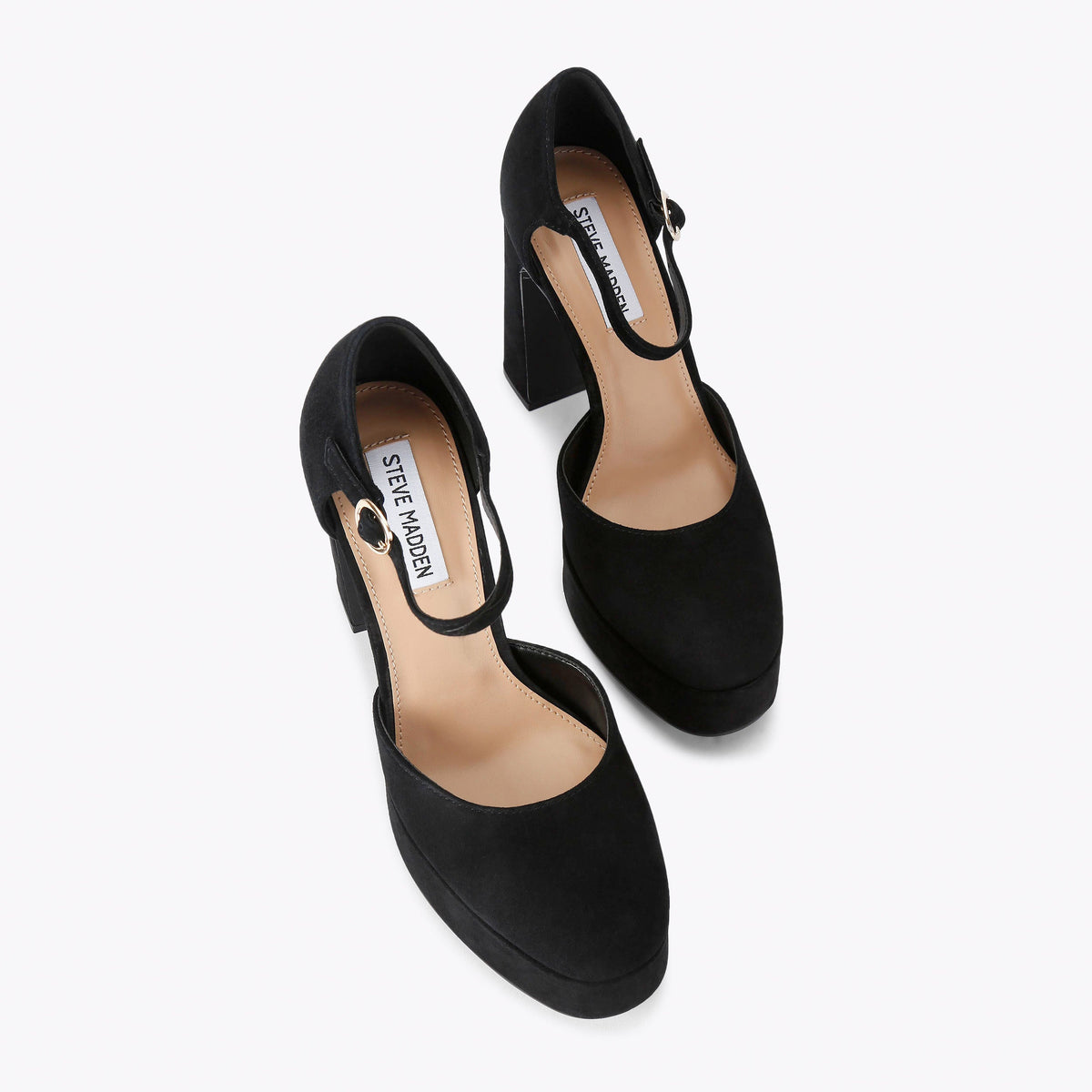 STEVE MADDEN Décolleté Lexie con Plateau e Cinturino Nero Suede