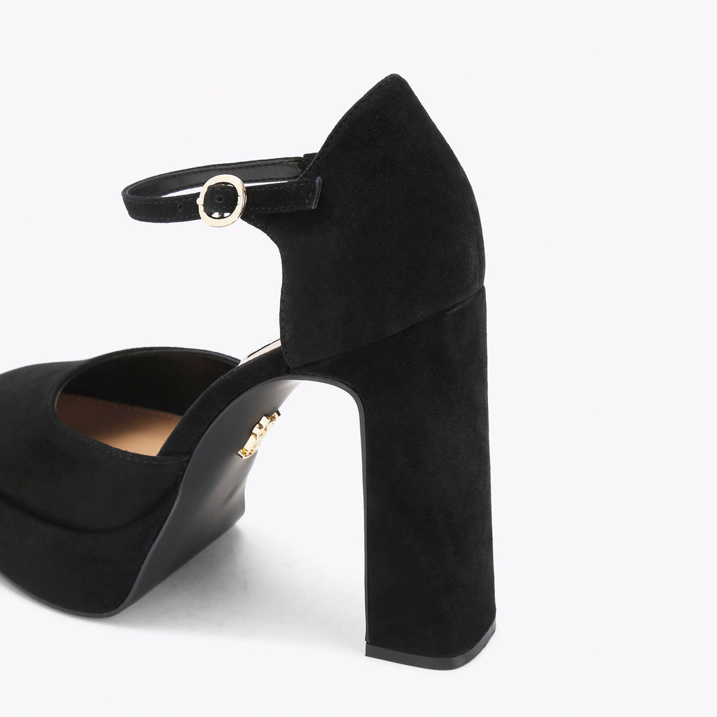 STEVE MADDEN Décolleté Lexie con Plateau e Cinturino Nero Suede