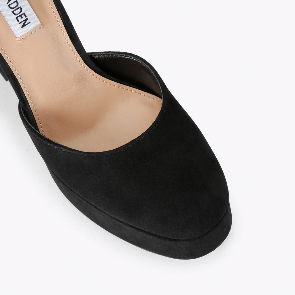 STEVE MADDEN Décolleté Lexie con Plateau e Cinturino Nero Suede