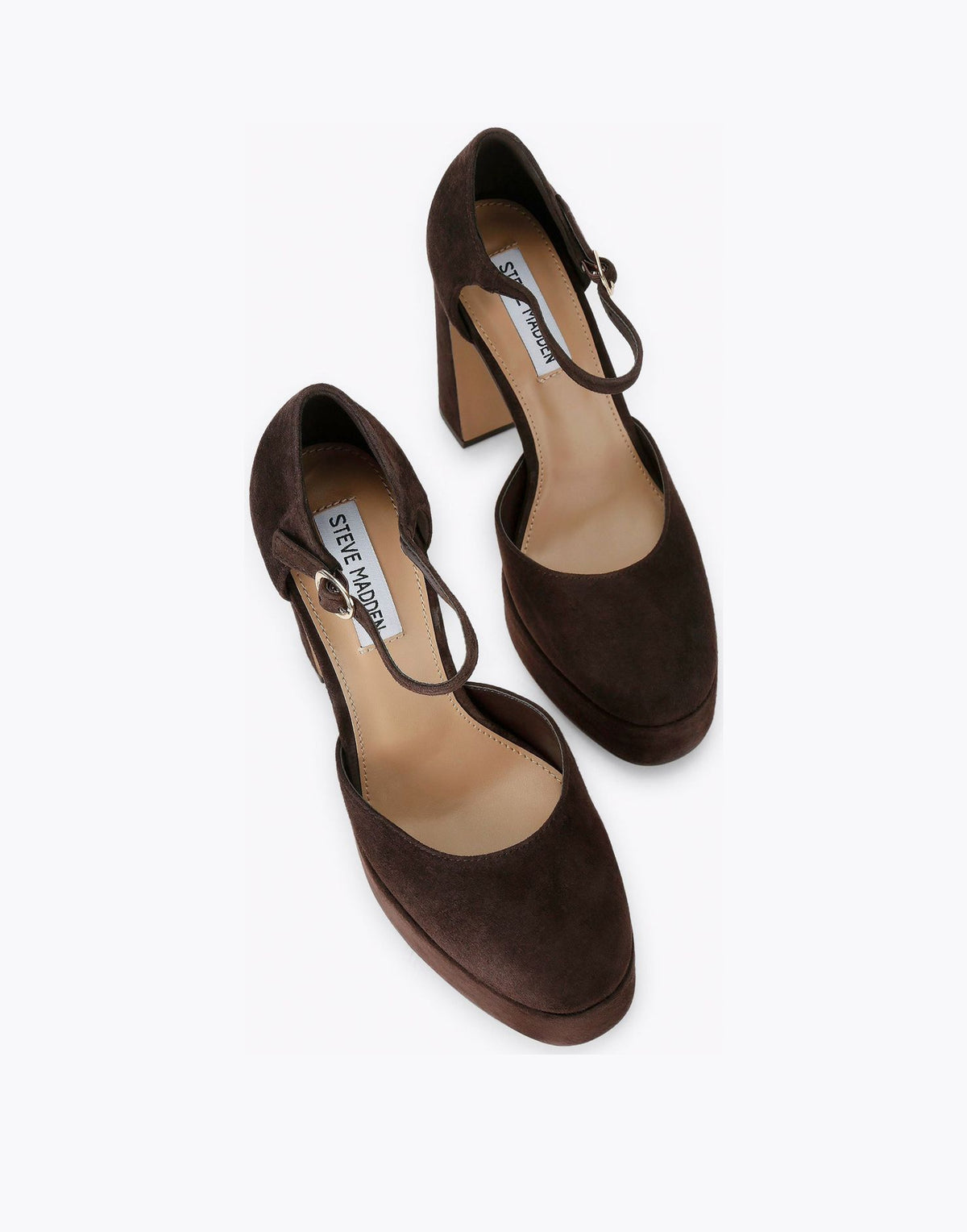 STEVE MADDEN Décolleté Lexie con Plateau e Cinturino Marrone Cioccolato Suede