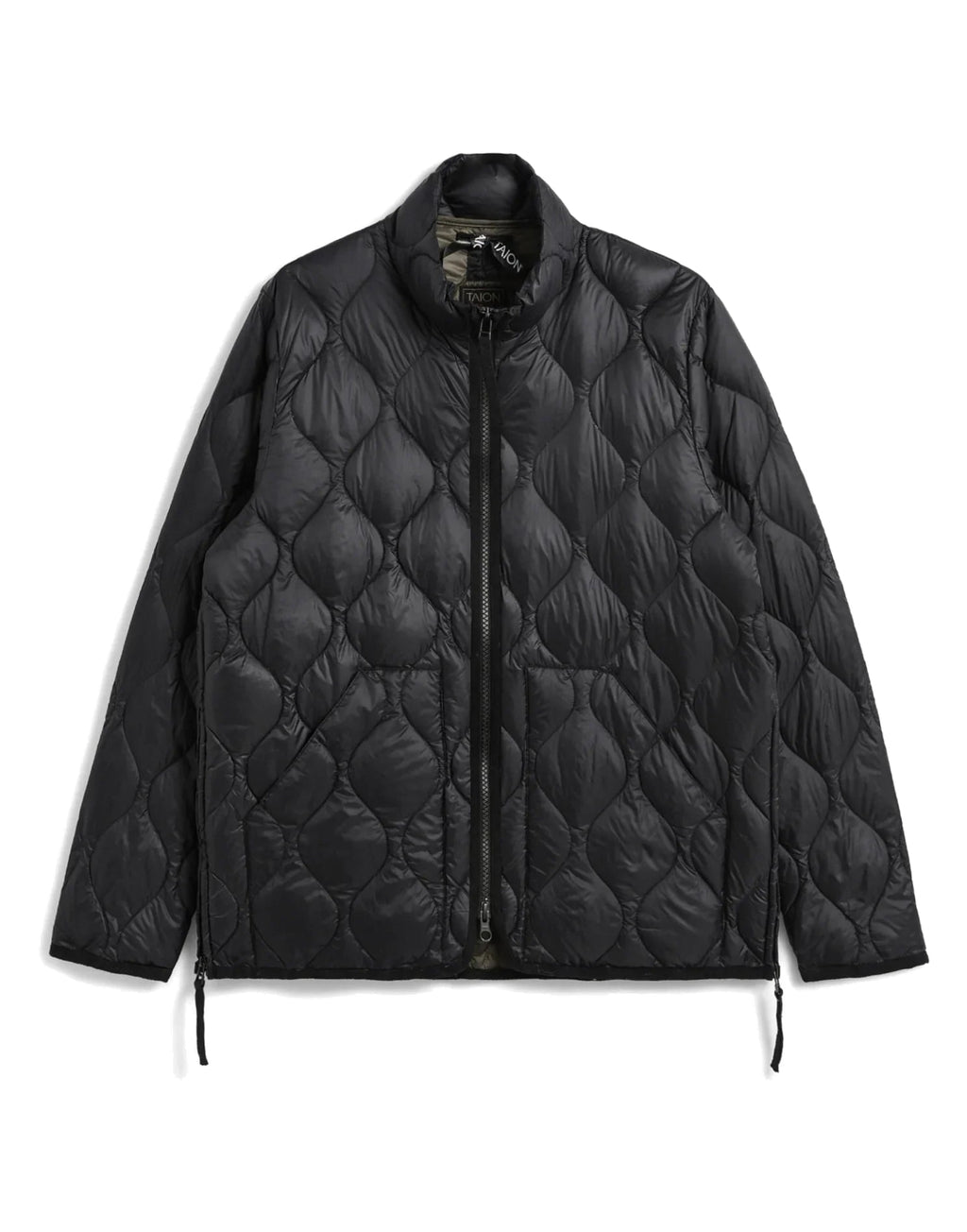 TAION Piumino Military con Collo Alto e Doppia Zip Nero