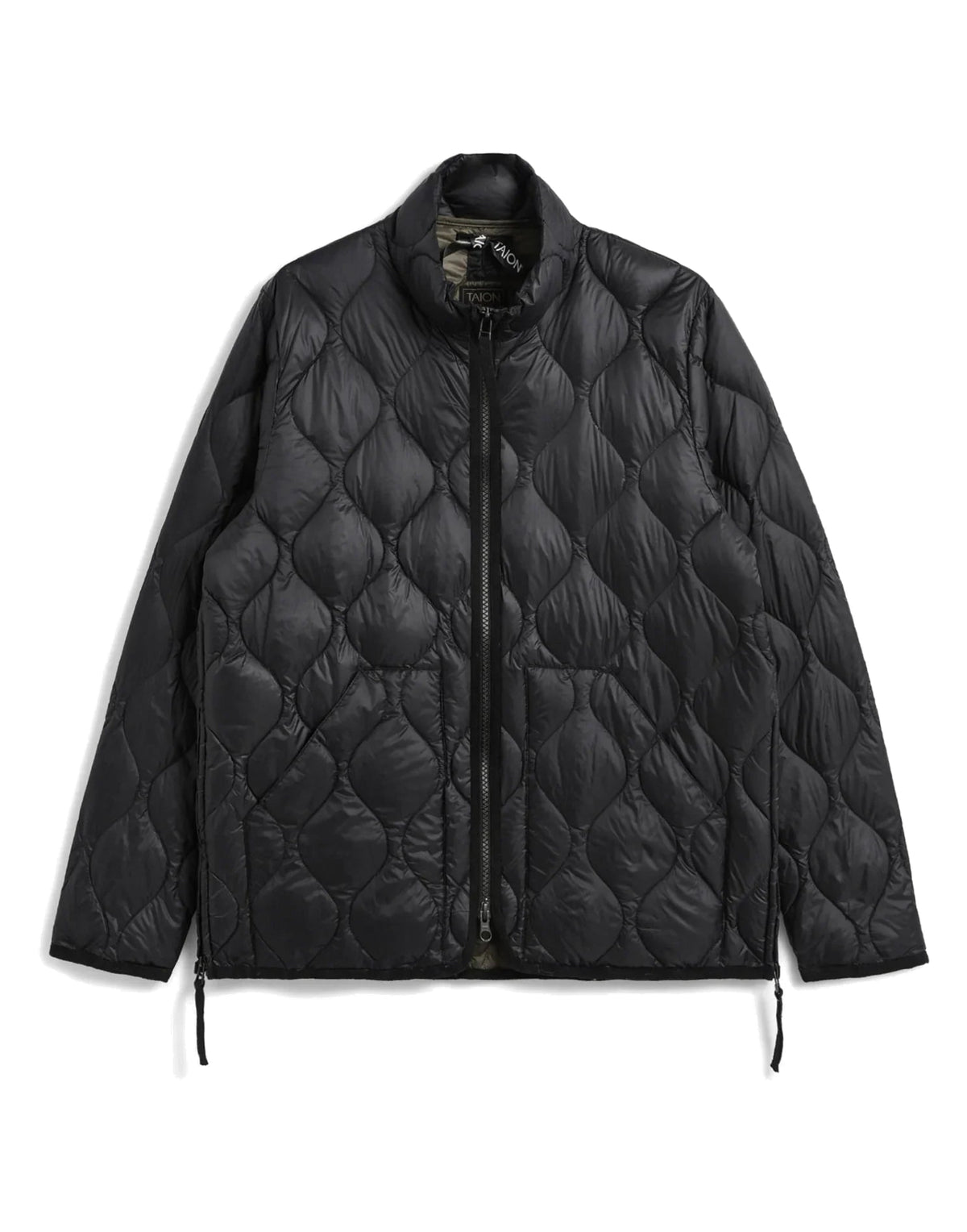 TAION Piumino Military con Collo Alto e Doppia Zip Nero