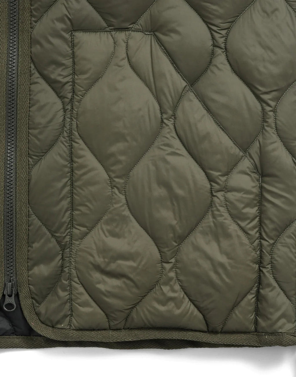 TAION Piumino Military con Collo Alto e Doppia Zip Verde Oliva Scuro